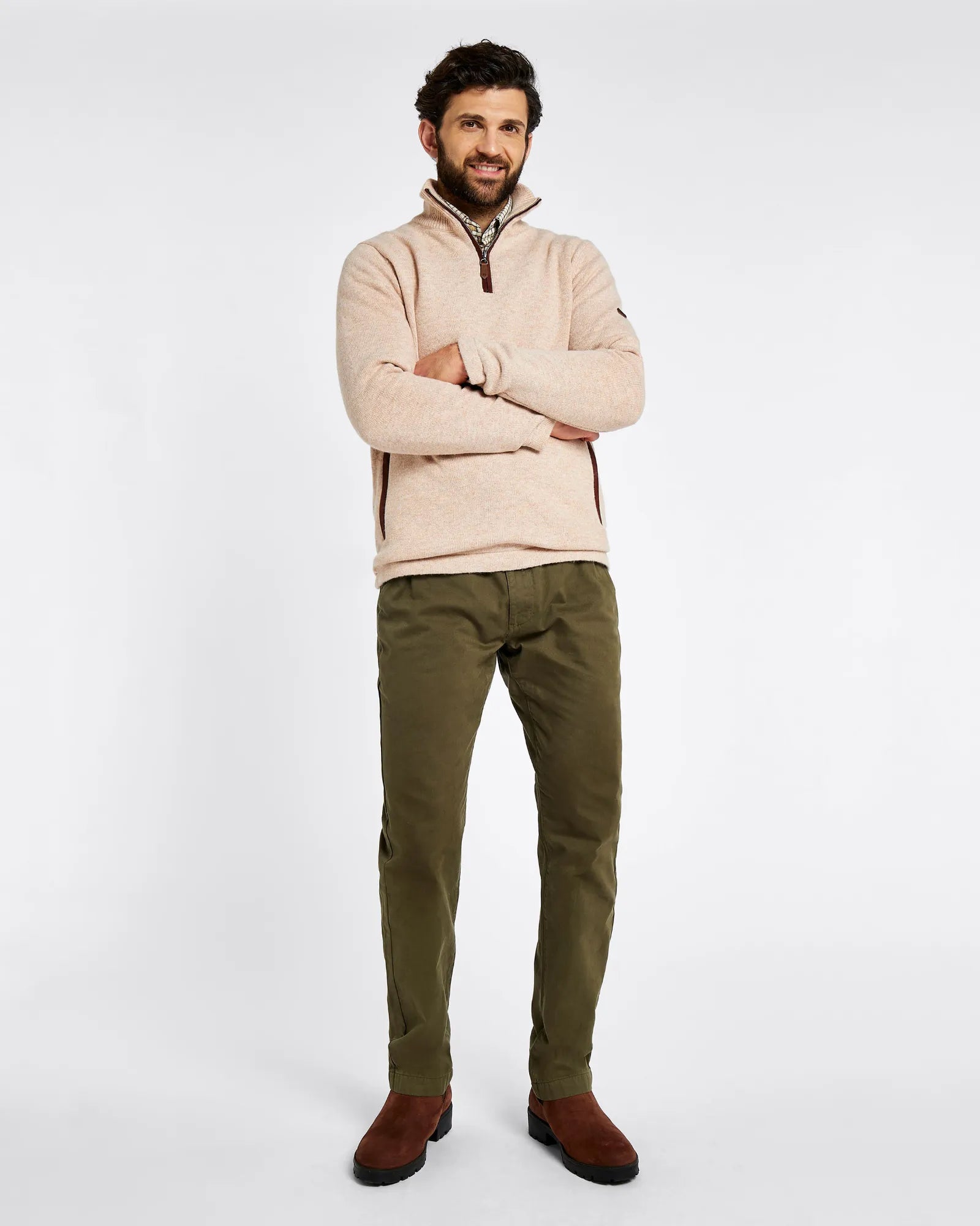 Feeney Oat Zip Neck Sweater
