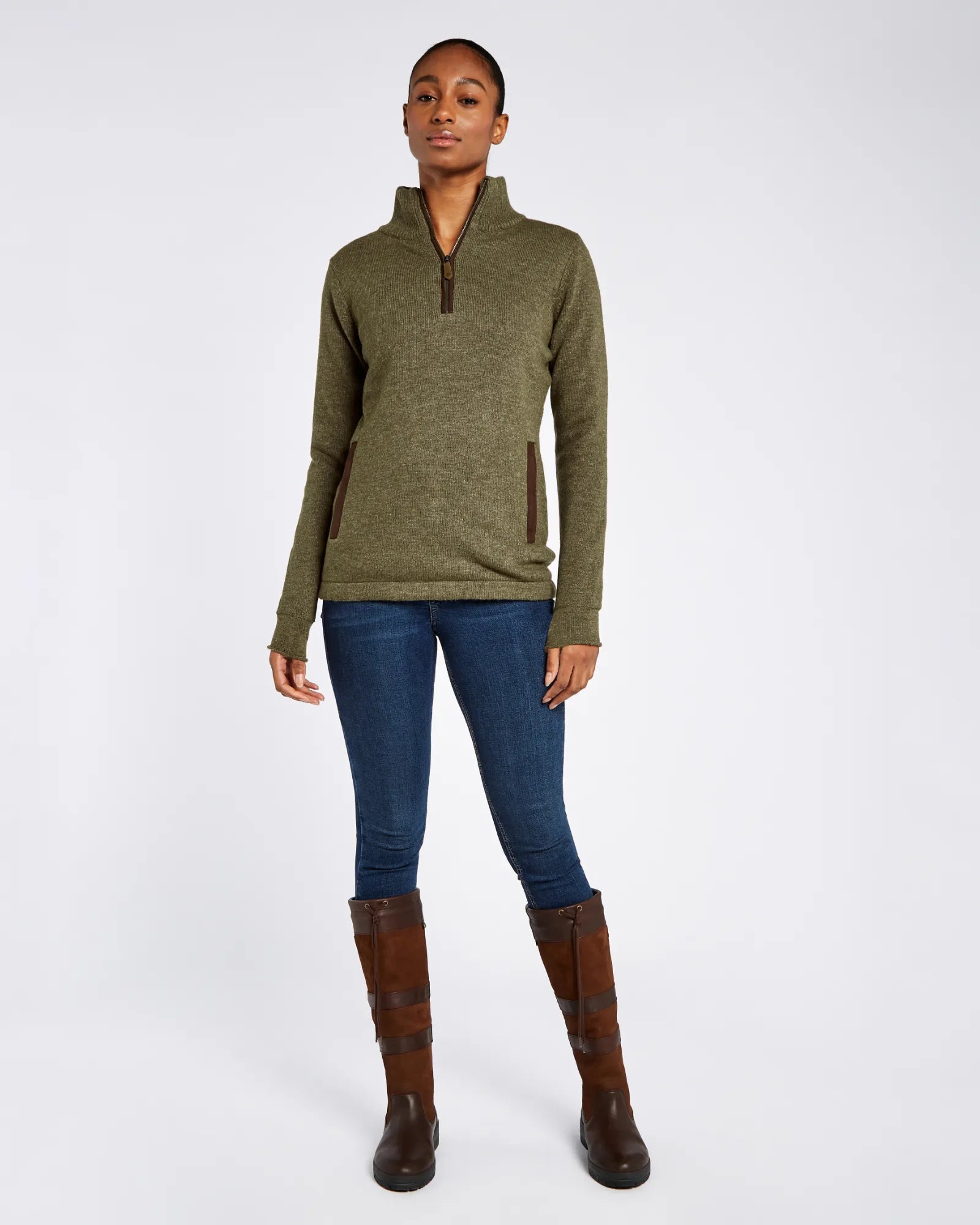 Morrisey Zip Neck Sweater - Dusky Green