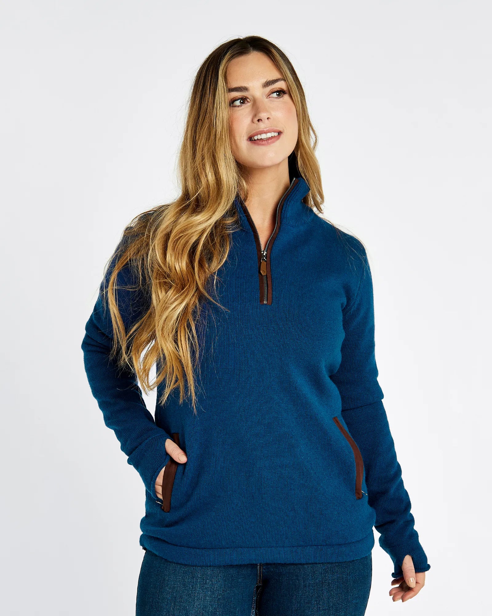 Morrisey Zip Neck Sweater - Peacock
