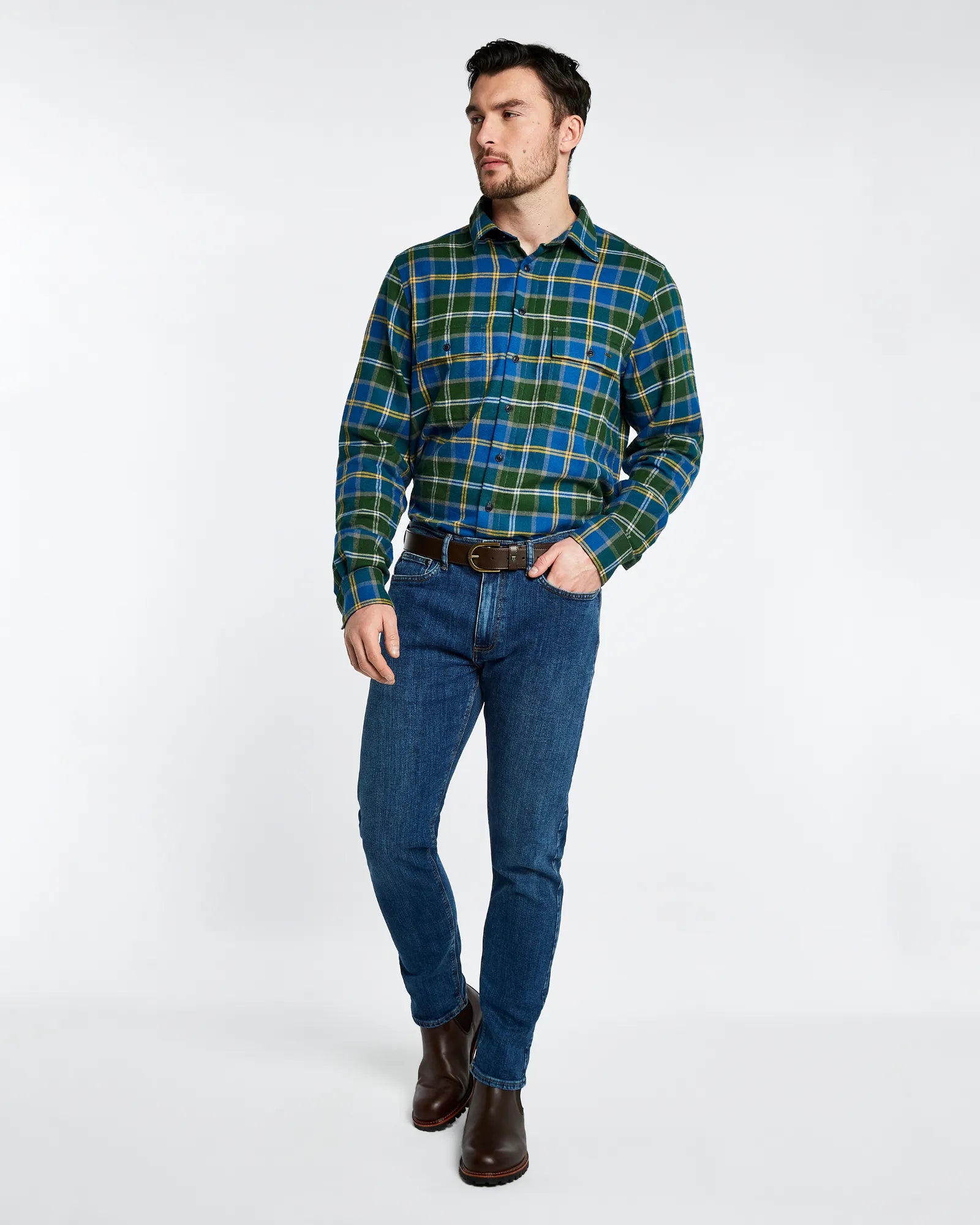 Shelbourne Check Flannel Shirt - Verdigris