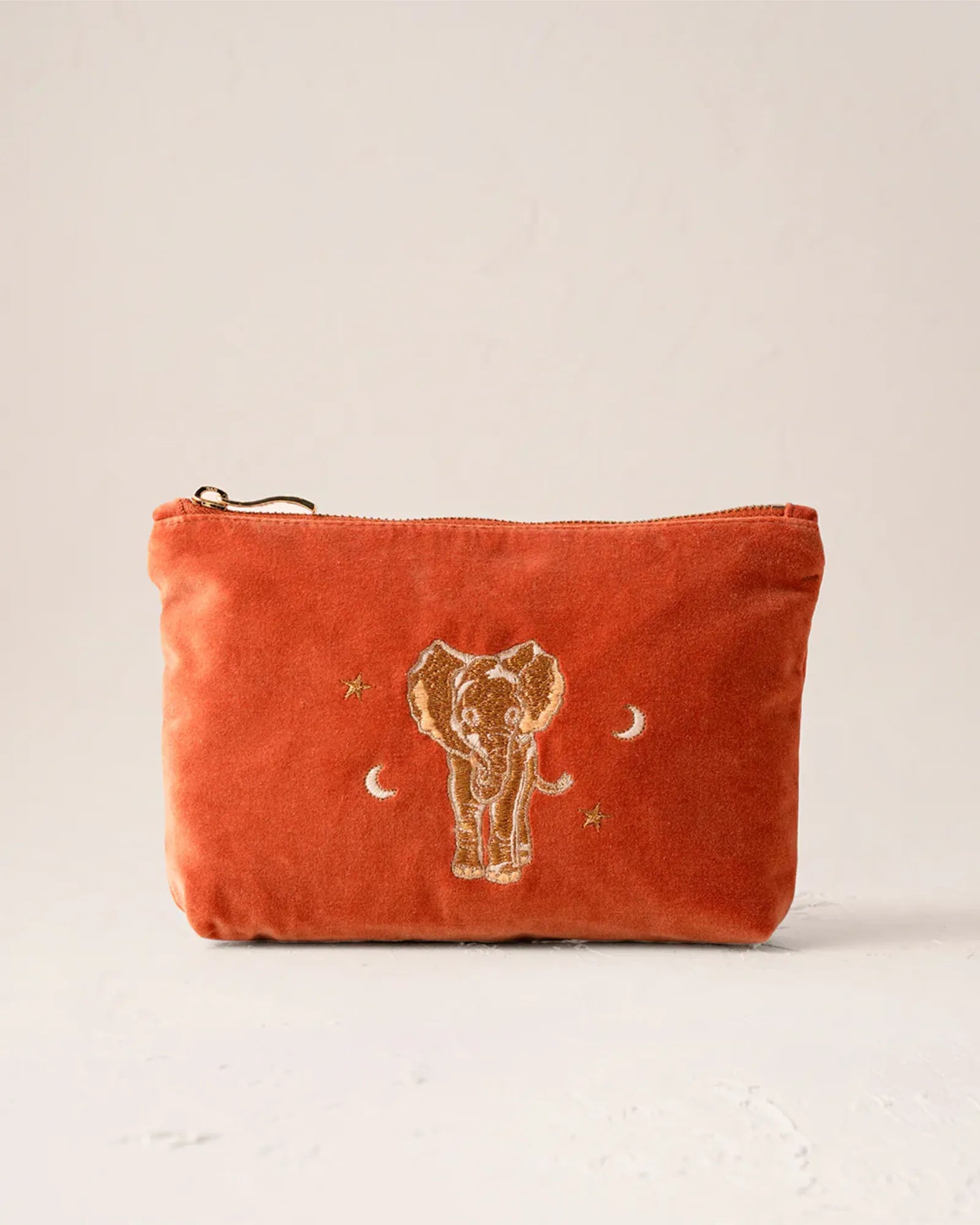 Golden Elephants Rust Mini Pouch