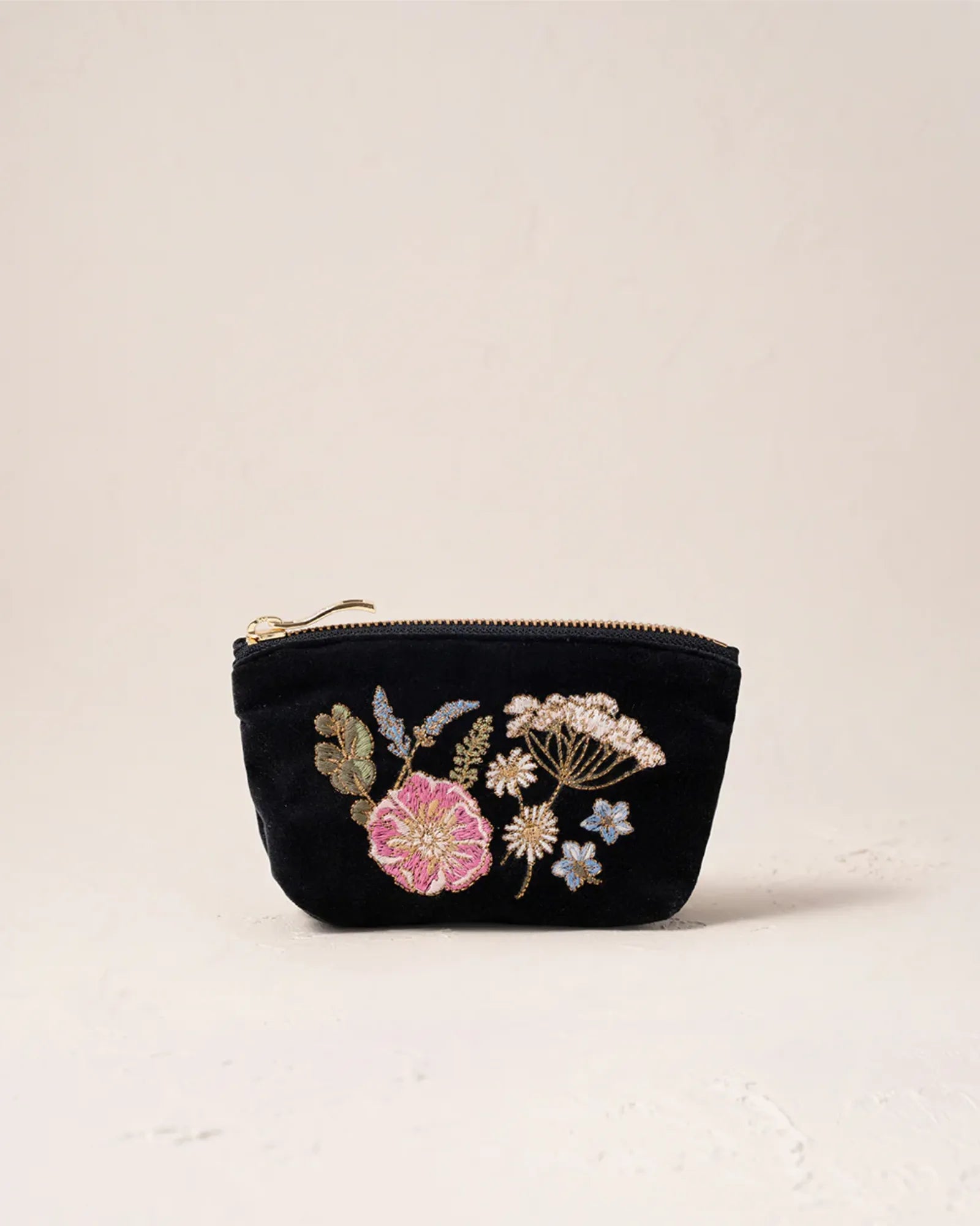 Pressed Flowers Charcoal Coin Purse