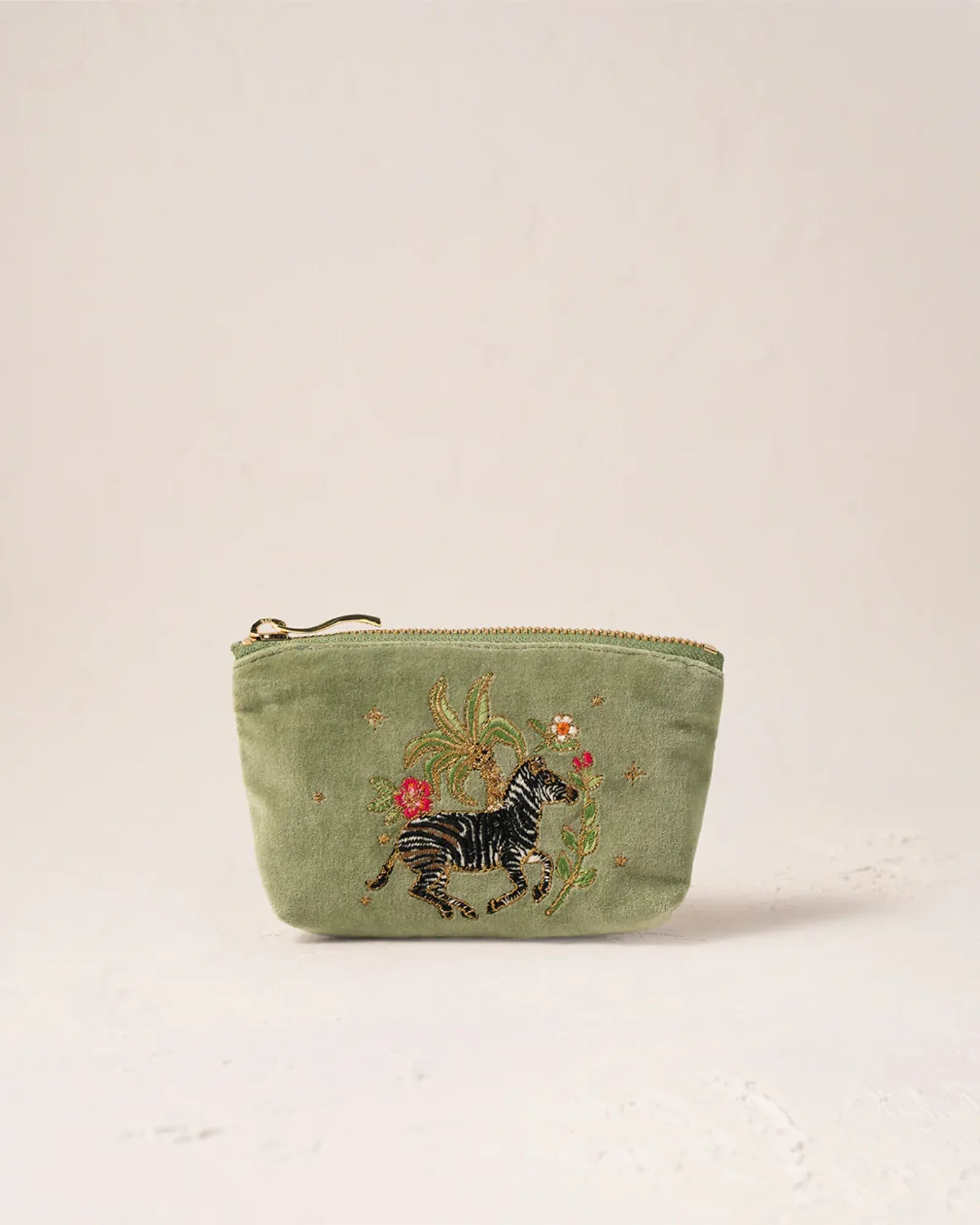 Wild Zebra Palm Coin Purse - Olive