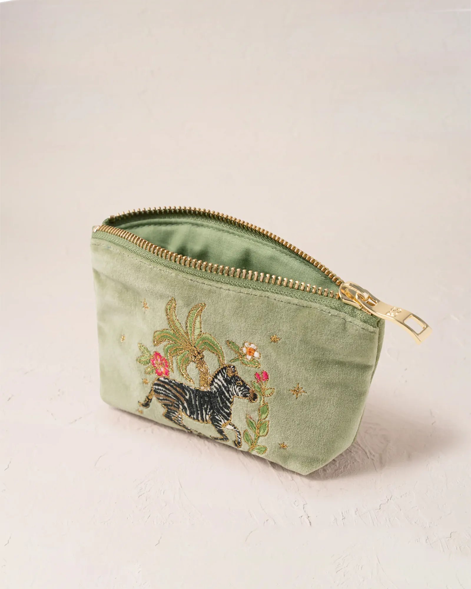 Wild Zebra Palm Coin Purse - Olive