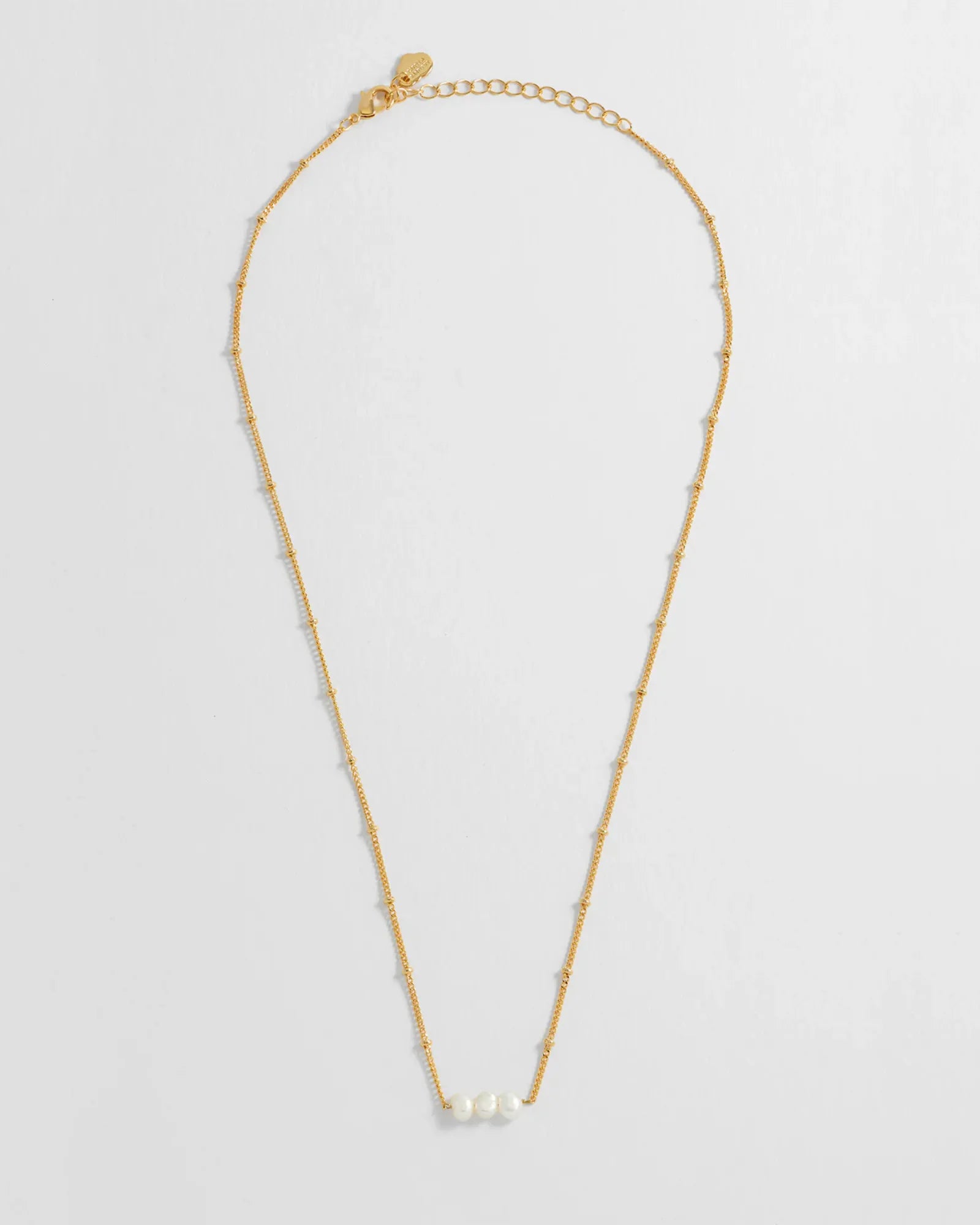 Beaded Chain & Pearl Necklace - Gold Plated