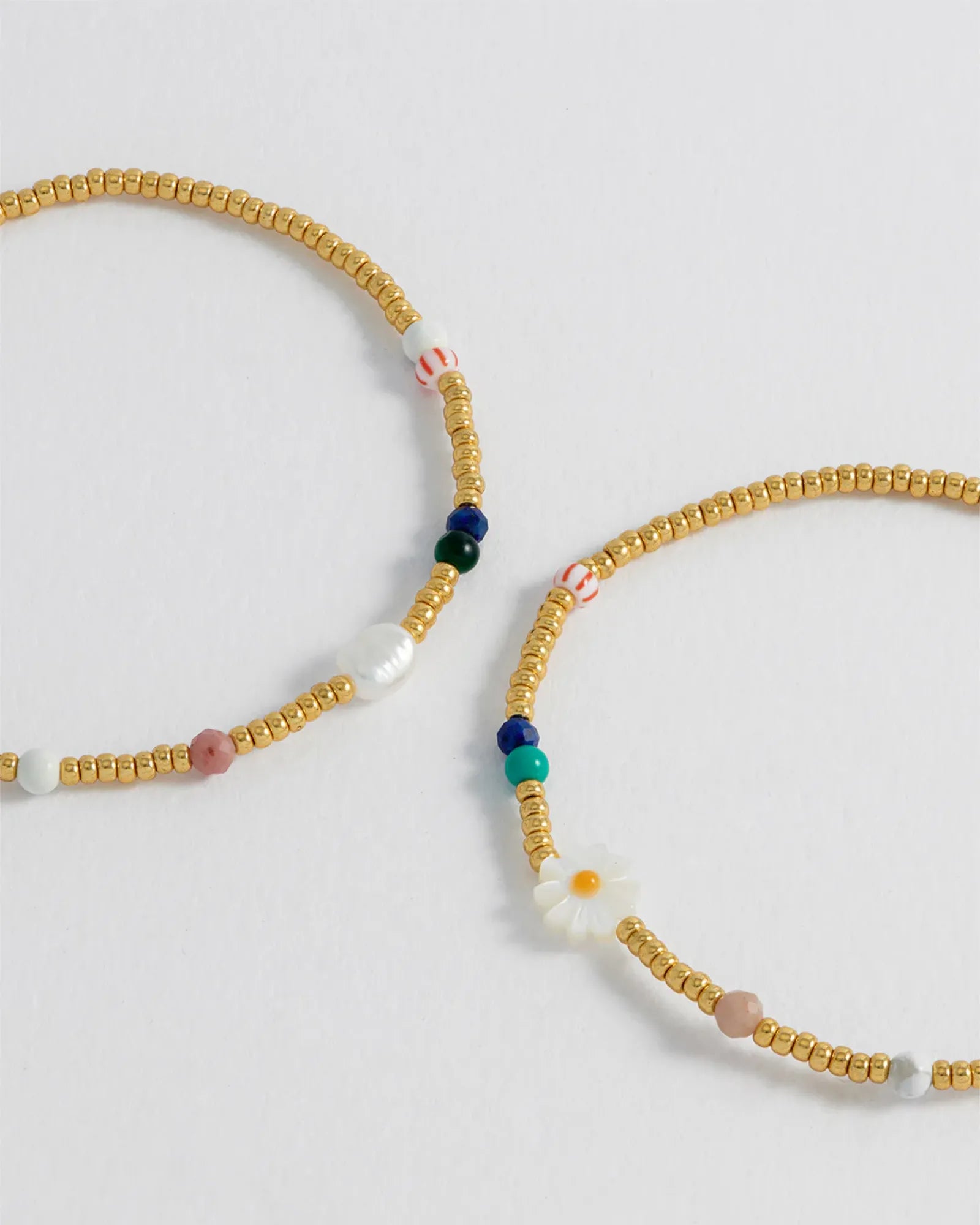 Mixed Glass, Pearl & Gemstone Duo Bracelet