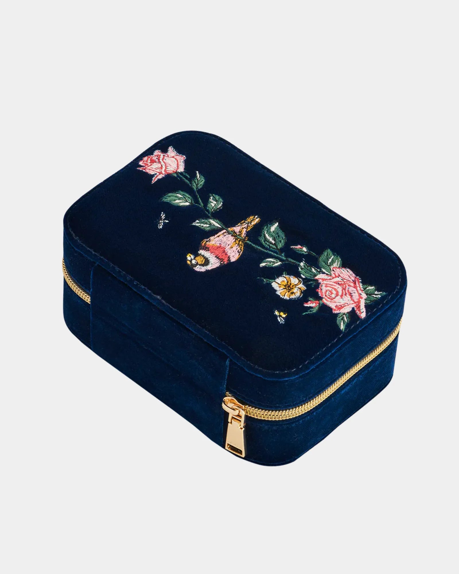 Blue Rosy Posy Embroidered Jewellery Box Large