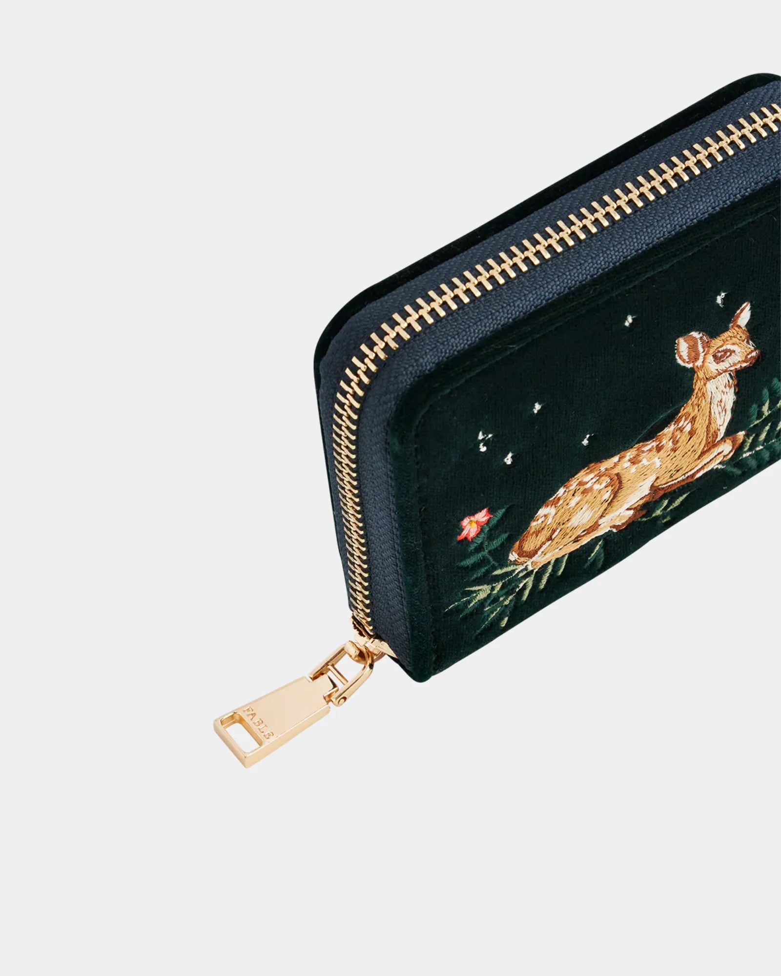 Green Fawn Embroidered Purse Small