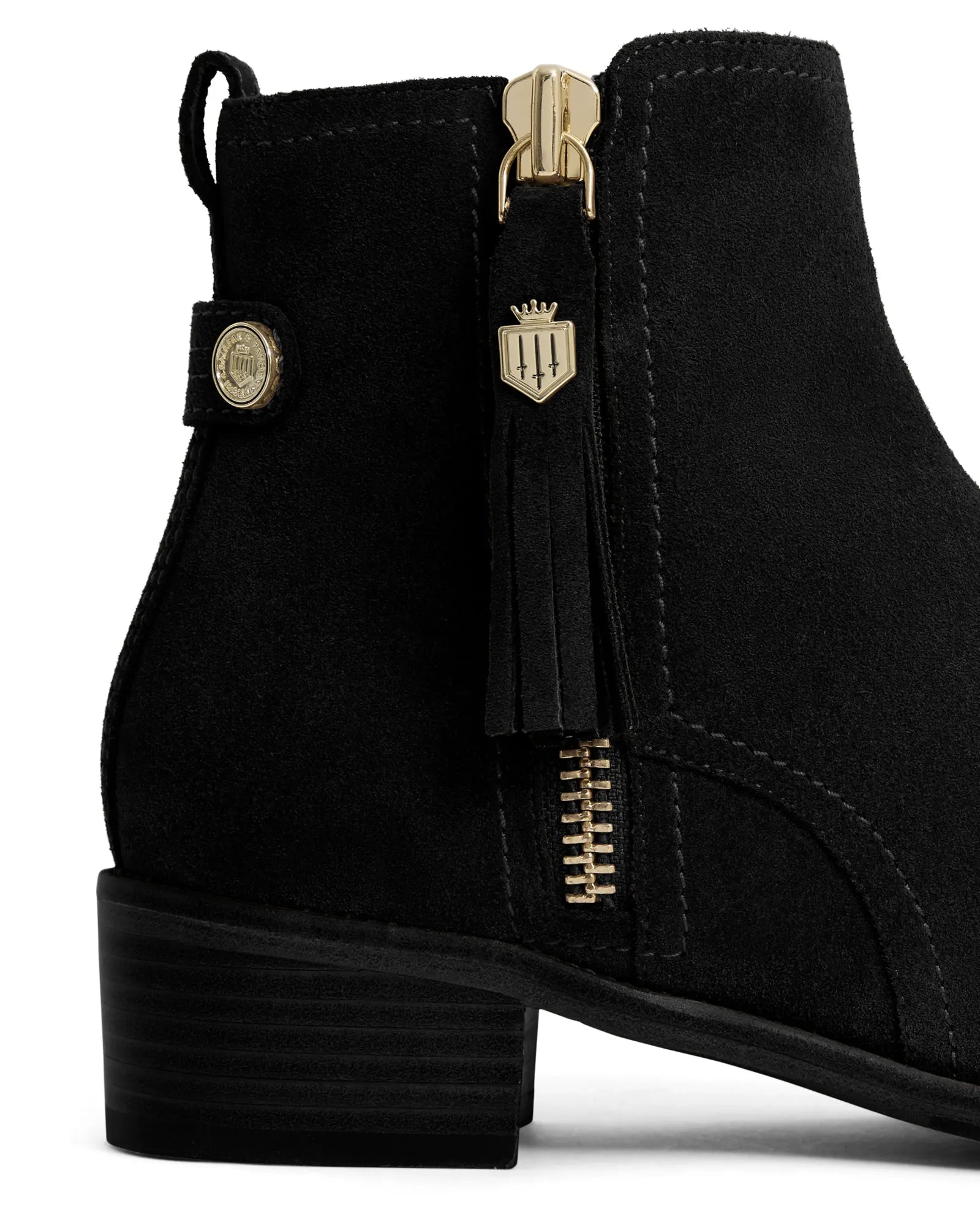 Flat Oakham Ankle Boot - Black Suede