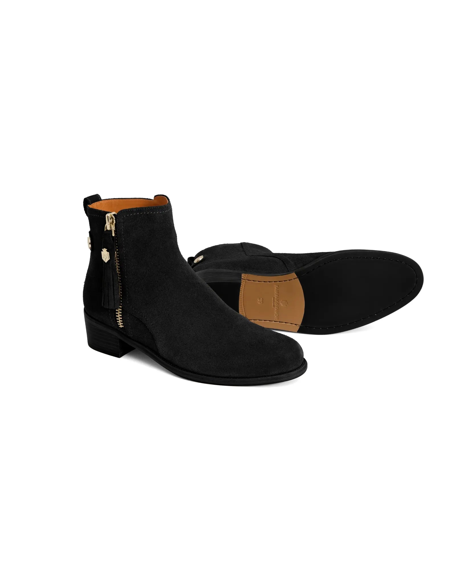 Flat Oakham Ankle Boot - Black Suede