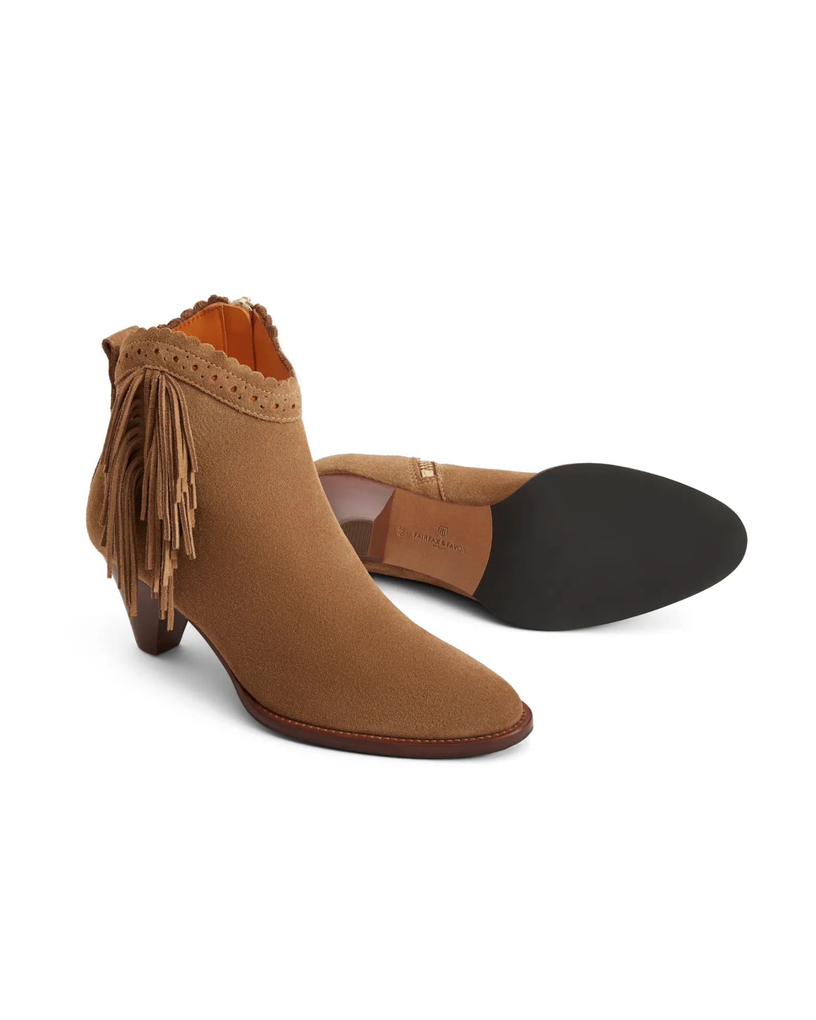 Fringed Regina Ankle Boots - Tan Suede