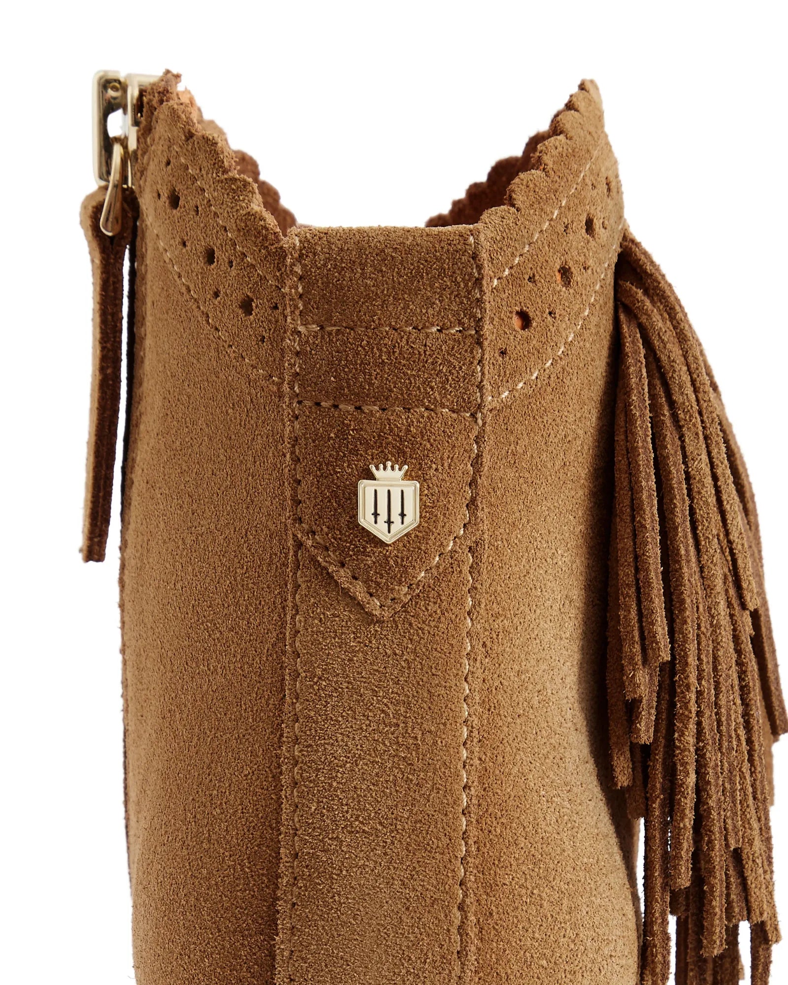 Fringed Regina Ankle Boots - Tan Suede