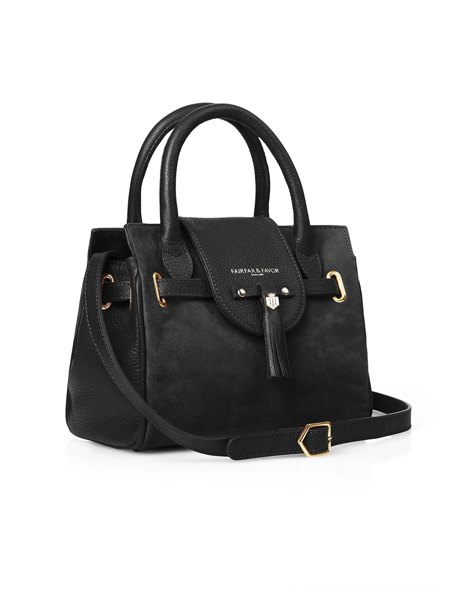 The Mini Windsor Handbag in Black Suede