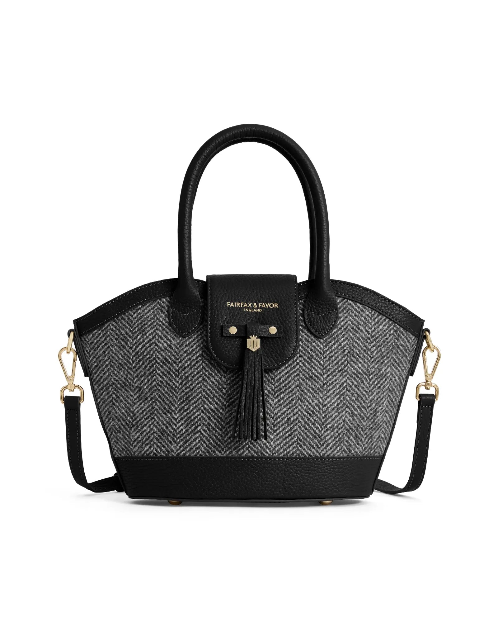 Mini Windsor Tote Bag - Black Herringbone