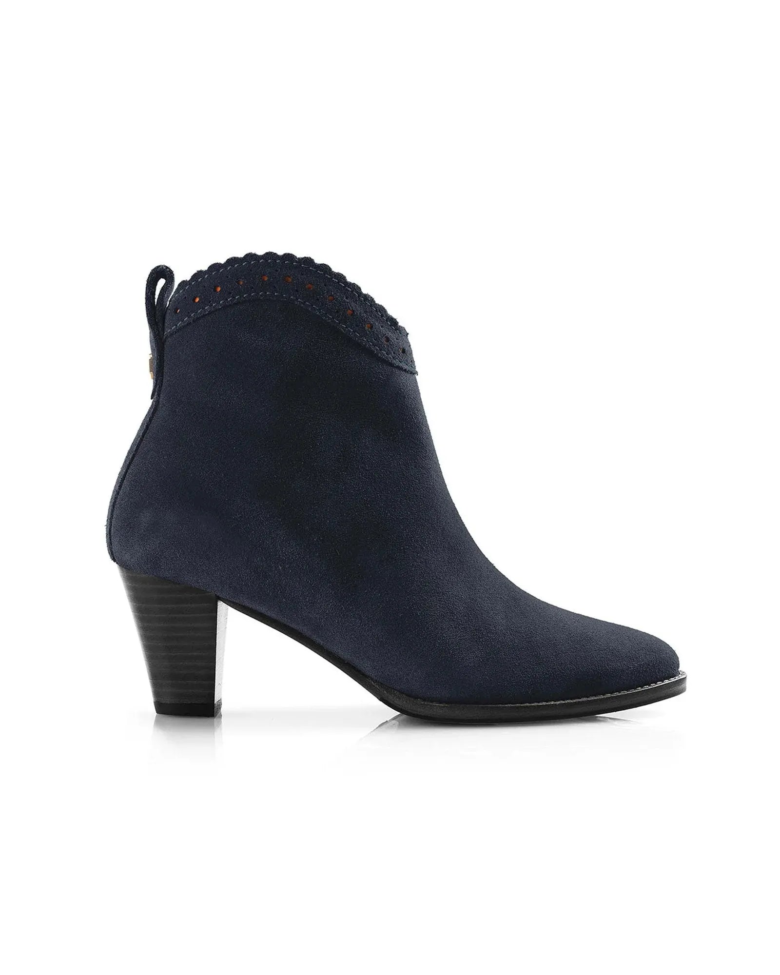 The Regina Ankle Boot in Navy Suede