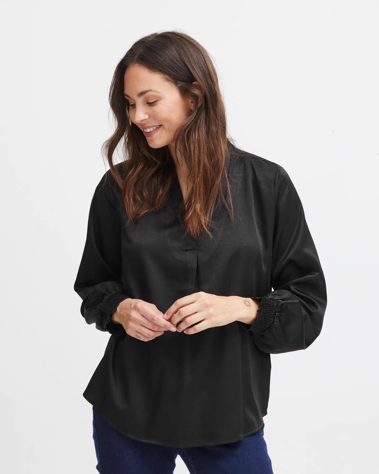 Viline Long Sleeve Blouse - Black