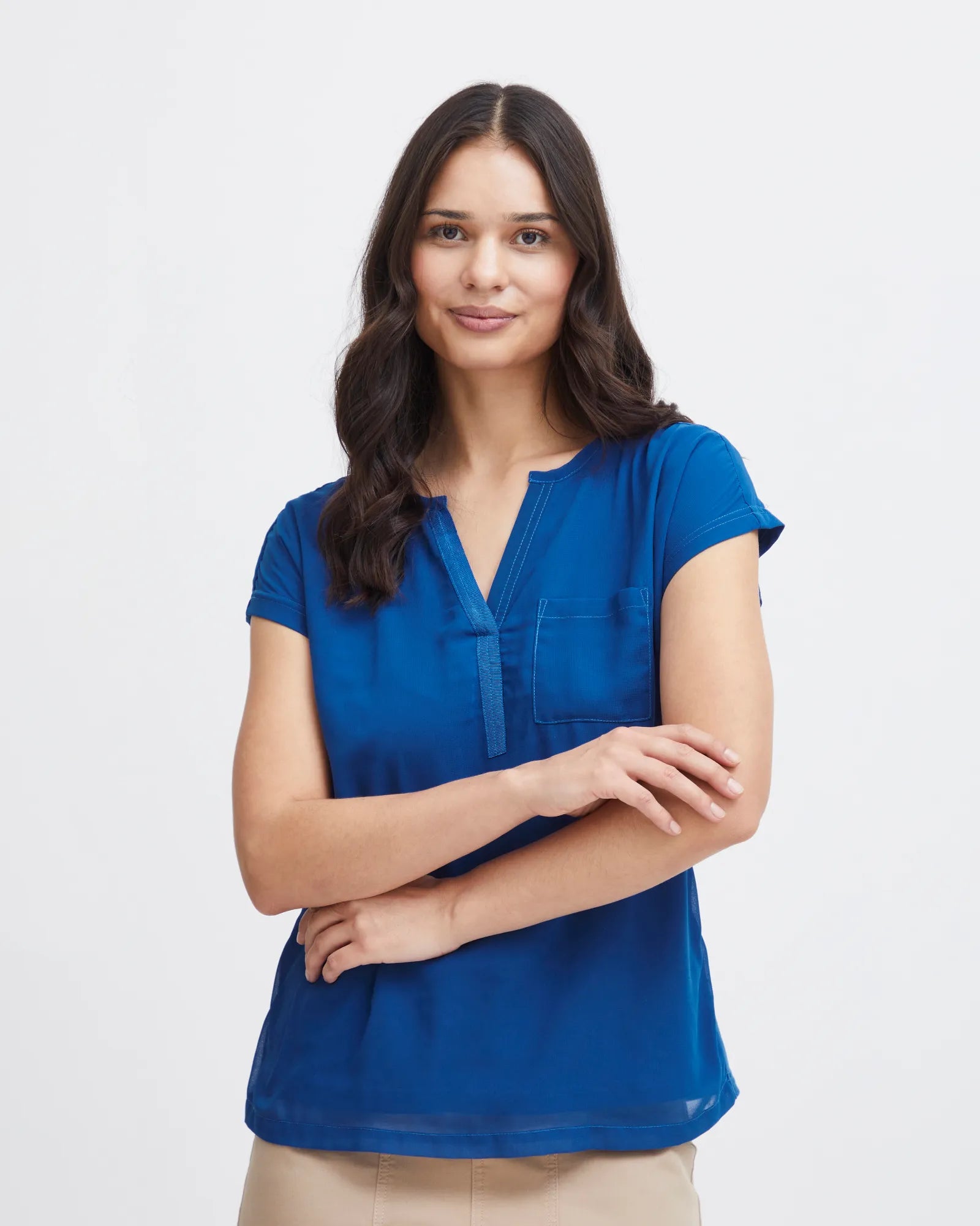 Zawov Short Sleeve Blouse - Beaucoup Blue