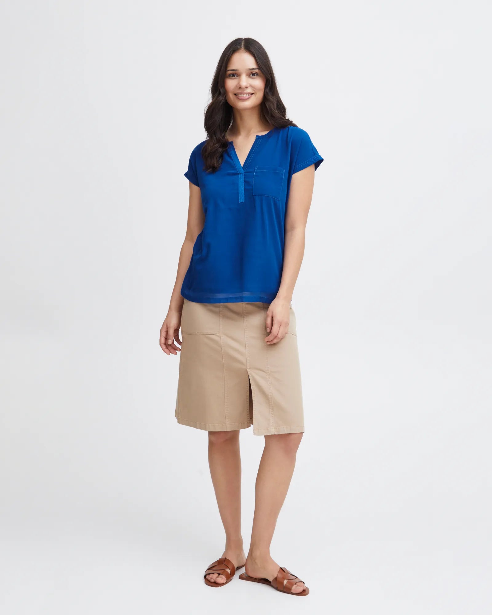 Zawov Short Sleeve Blouse - Beaucoup Blue