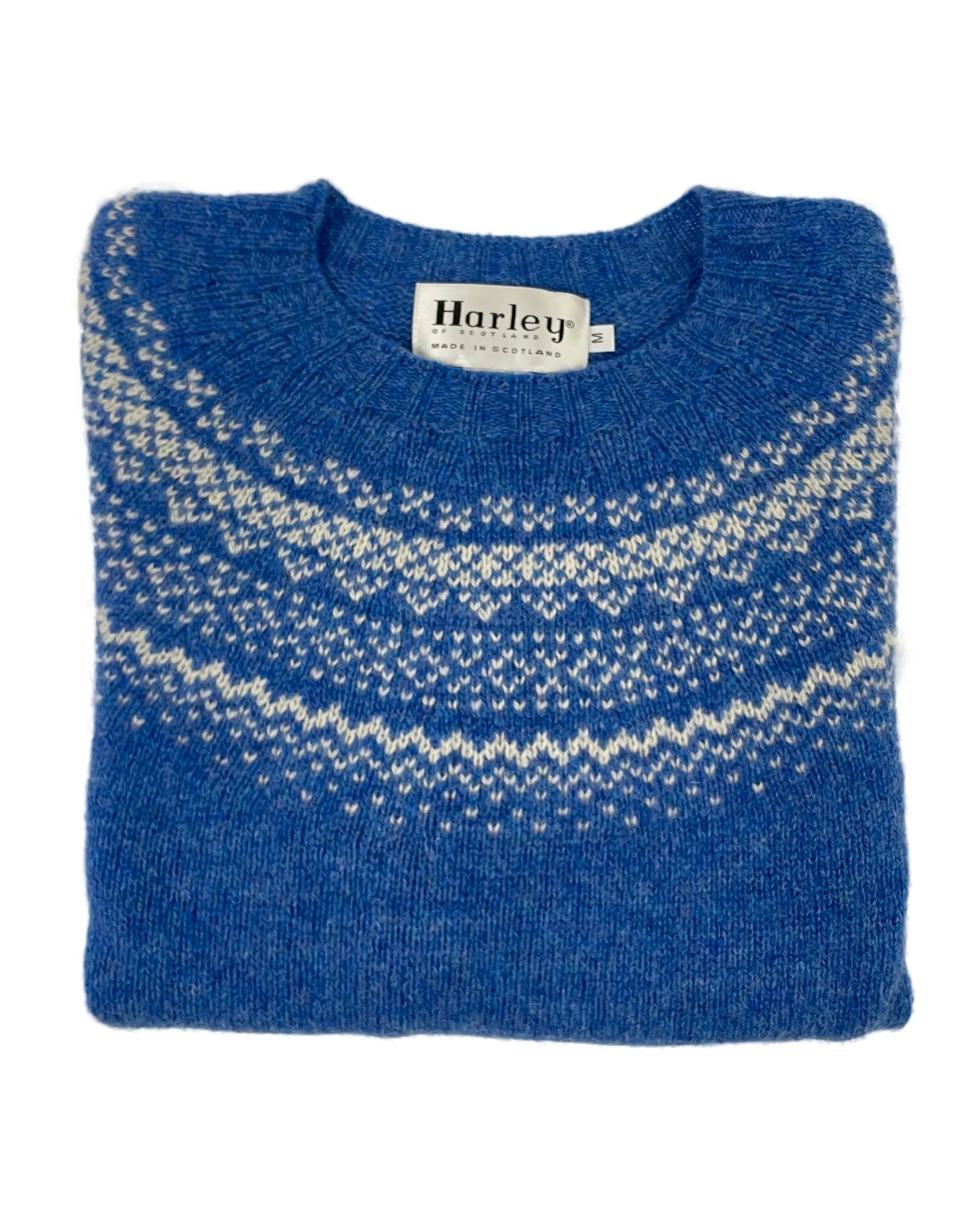 Harley of Scotland Women s Fair Isle Knitted Jumper L5113 7 Cream Blue Toon