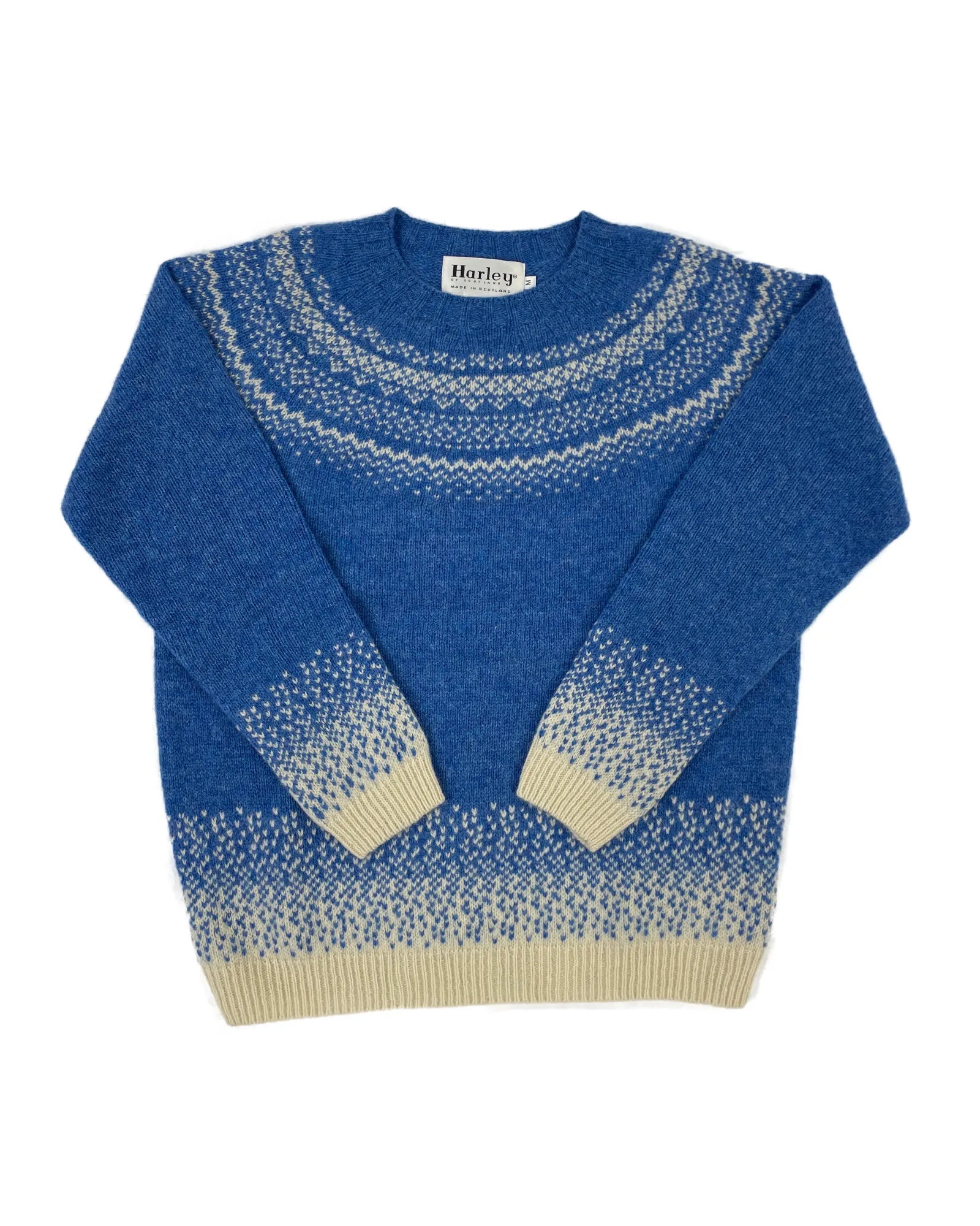 Women's Fair Isle Knitted Jumper (L5113/7) - Cream/Blue Toon