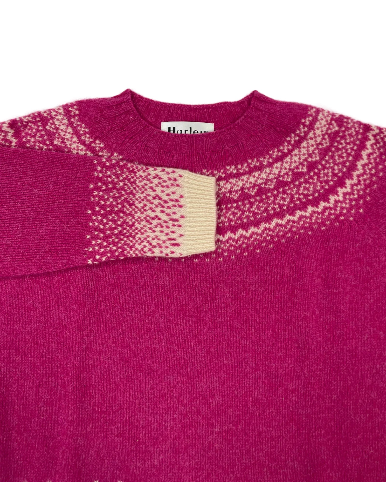 Women's Fair Isle Knitted Jumper (L5113/7) - Cream/Carnation