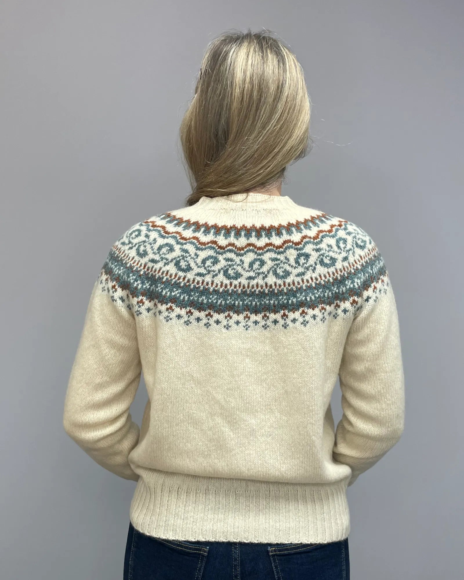 Women's Knitted Fair Isle Jumper (L5220/7) - Cream