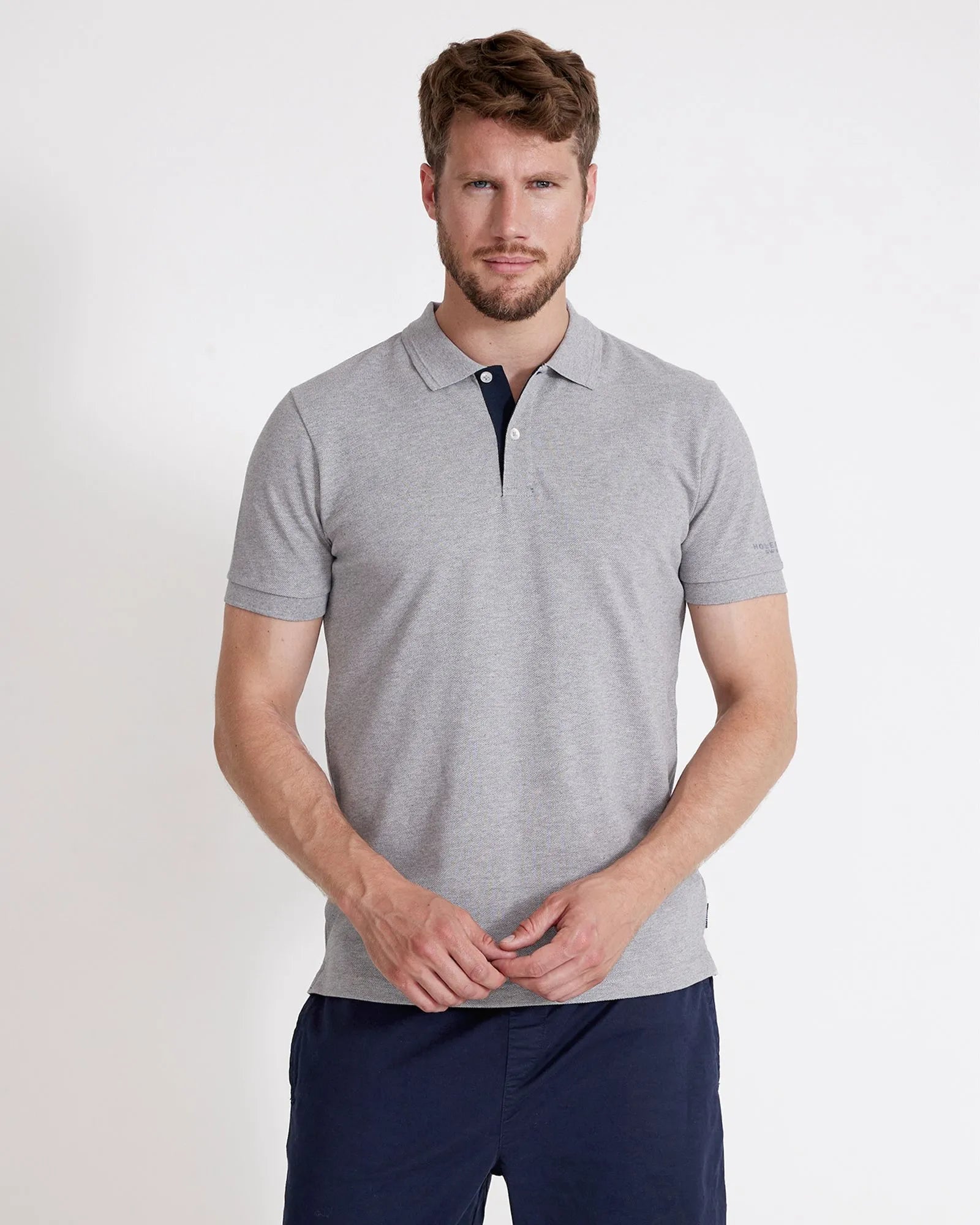 Beppe Pique Jersey Polo - Light Grey Mel.