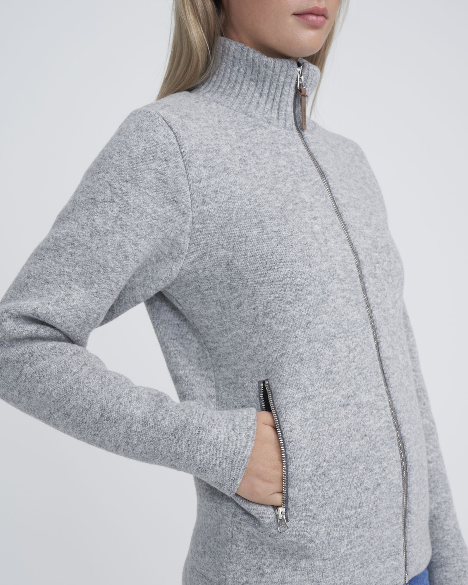 Claire Knitted Windproof Jacket - Grey Mel.