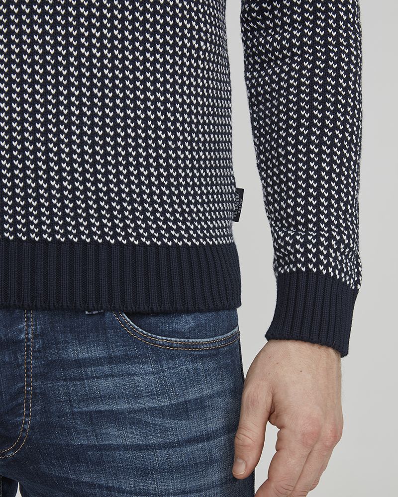 Eino Jaquard Knitted Sweater - Navy/Off White