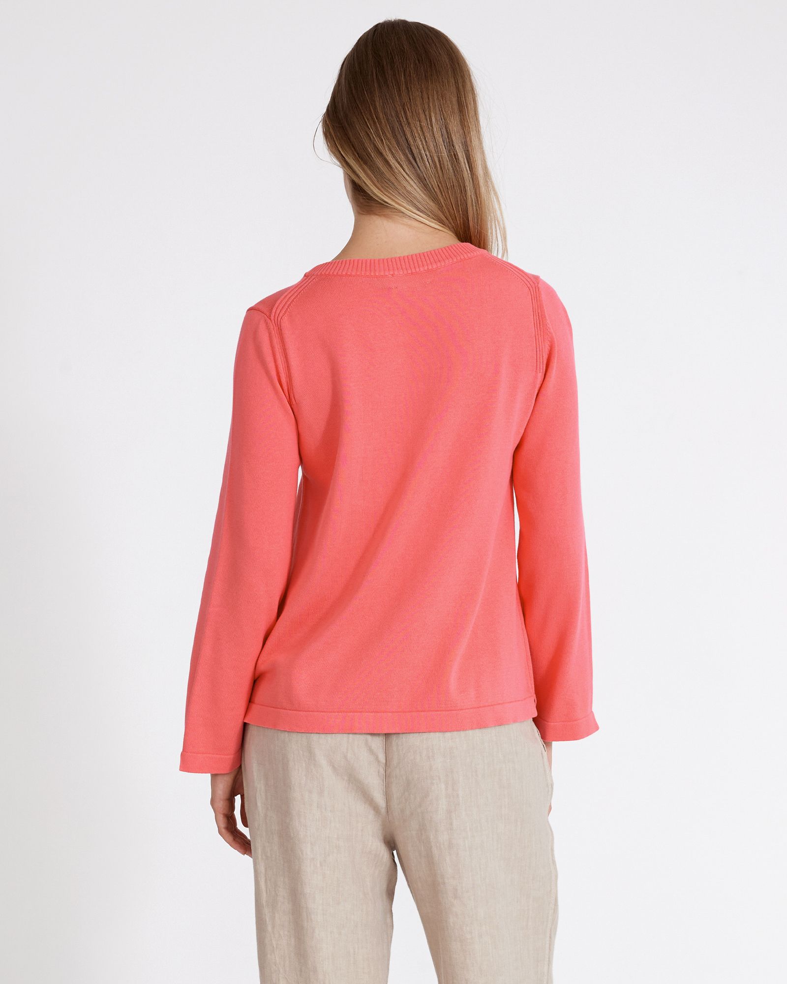 Hulda Knitted Crew Neck Sweater - Coral Pink