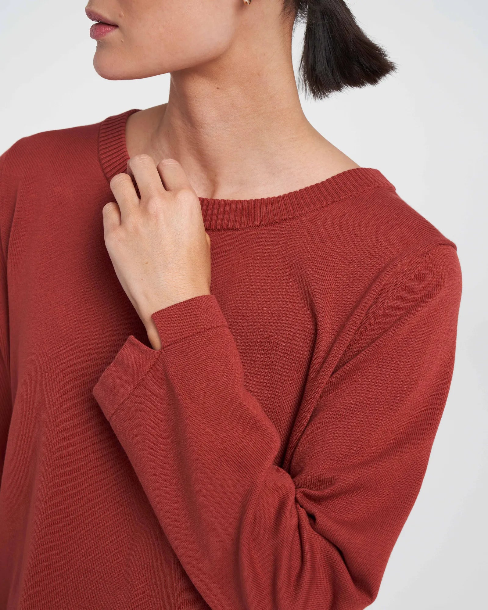 Hulda Knitted Crew Neck Sweater - Maple Red