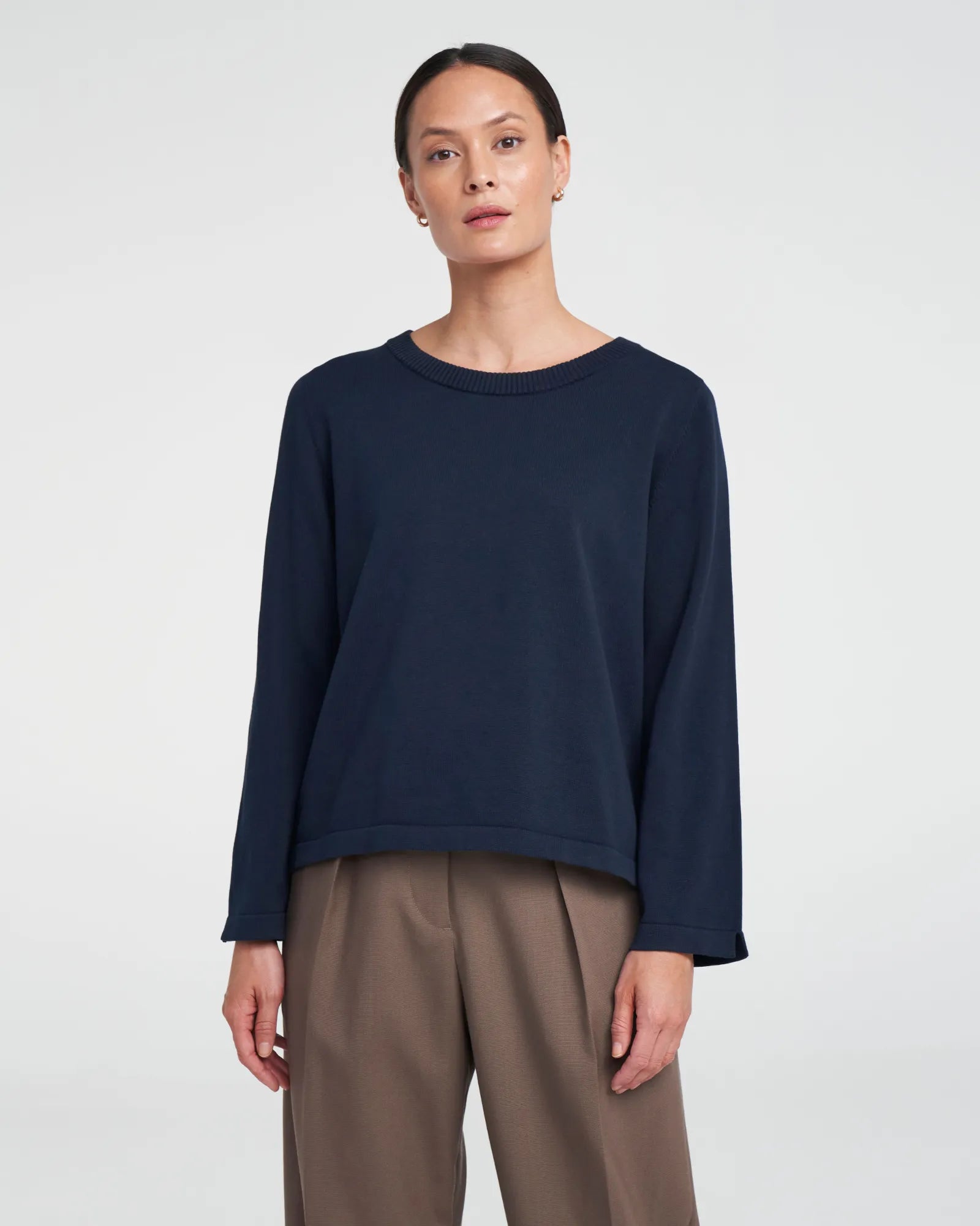 Hulda Knitted Crew Neck Sweater - Navy