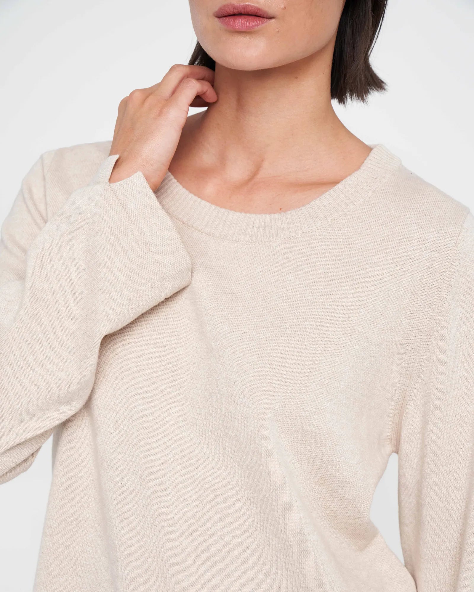 Hulda Knitted Crew Neck Sweater - Oyster