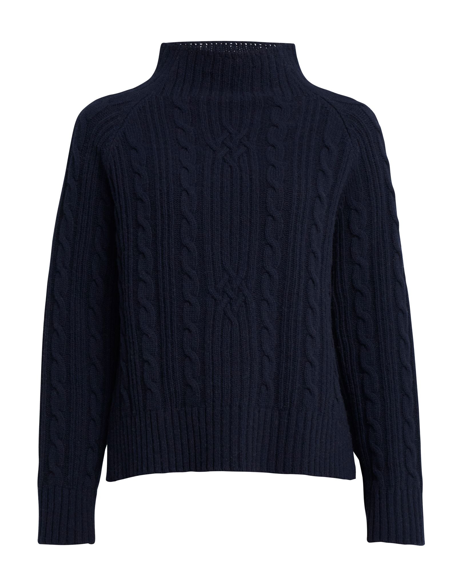 Inger Cable Knit Turtle Neck Sweater - Navy