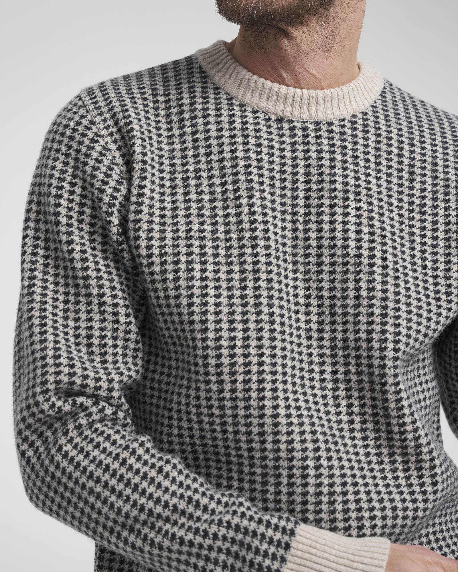 Johannes Heavy Knitted Sweater - Sand/Anthracite