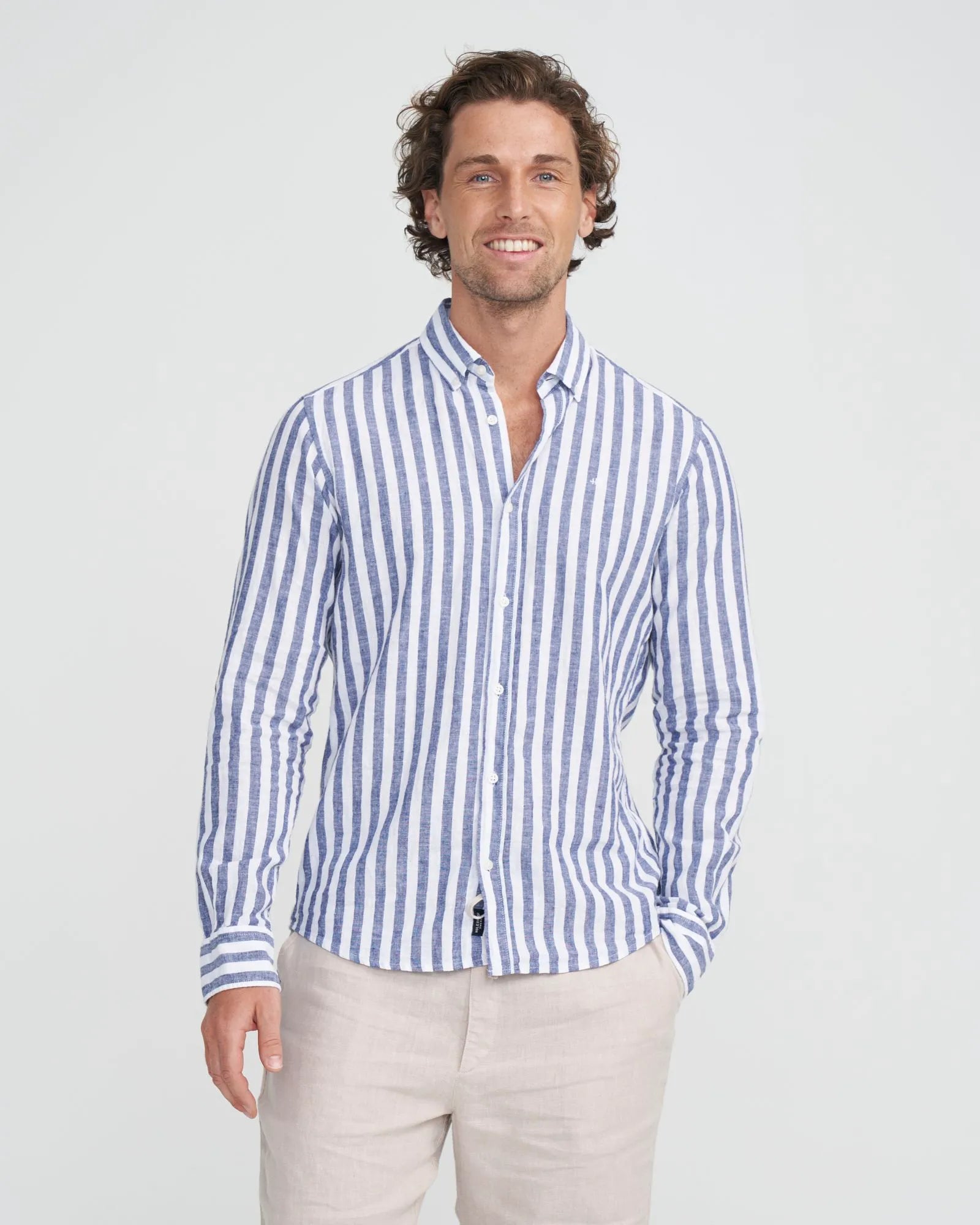 Markus Classic Fit Button Down Shirt - Navy/White