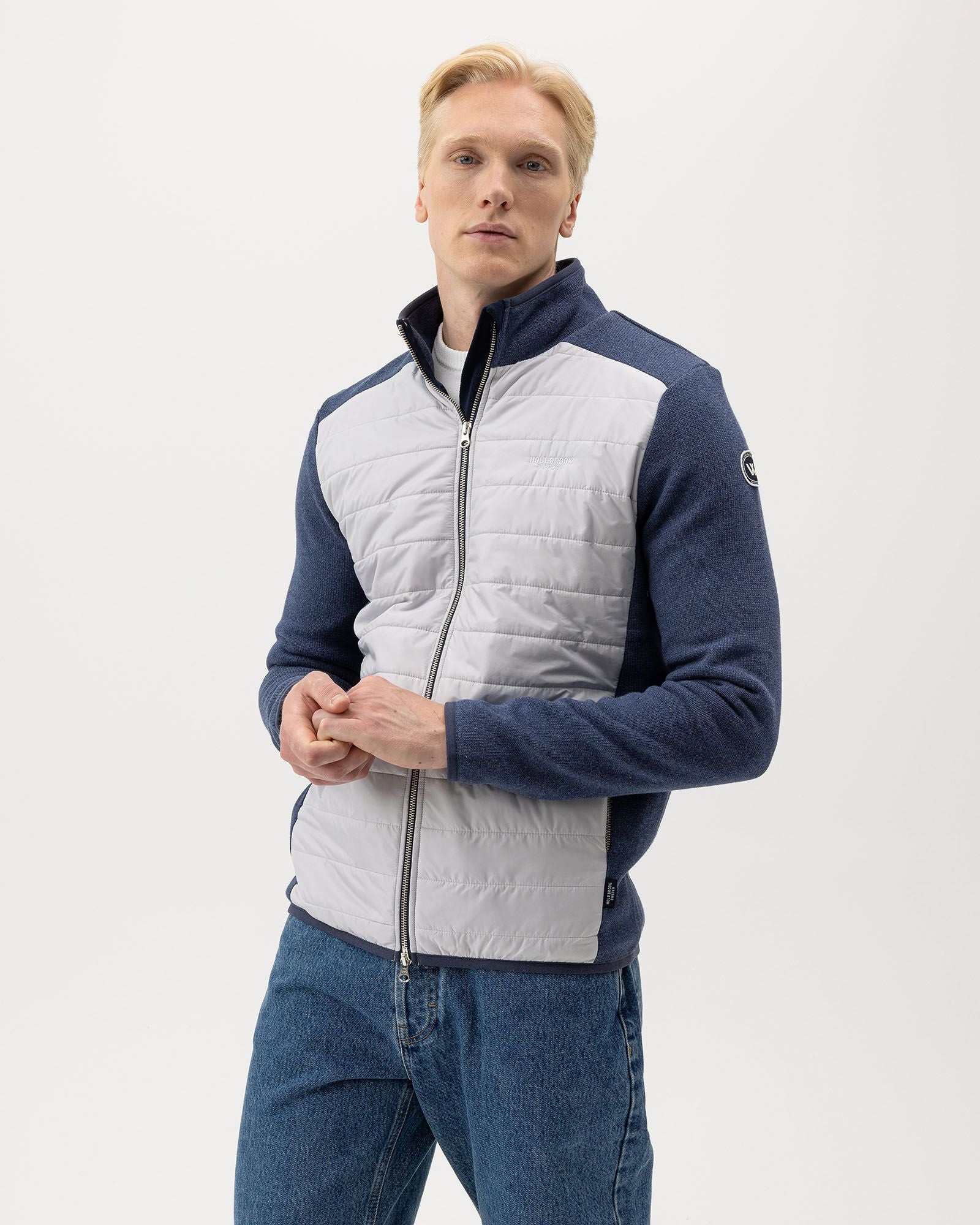 Peder Knitted Windproof Jacket - Chambray/Marble Grey