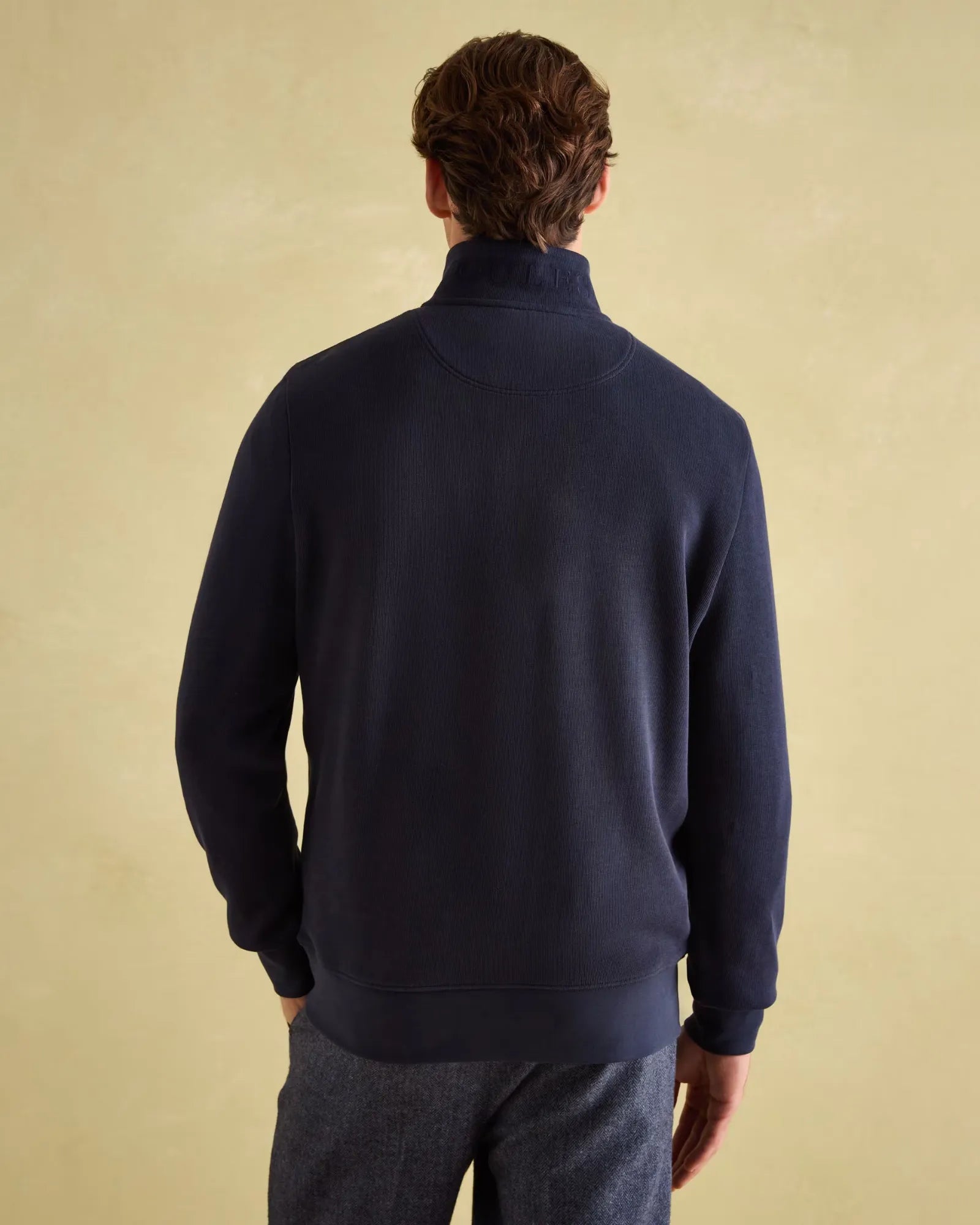 Alistair Navy Quarter Zip Cotton Sweatshirt