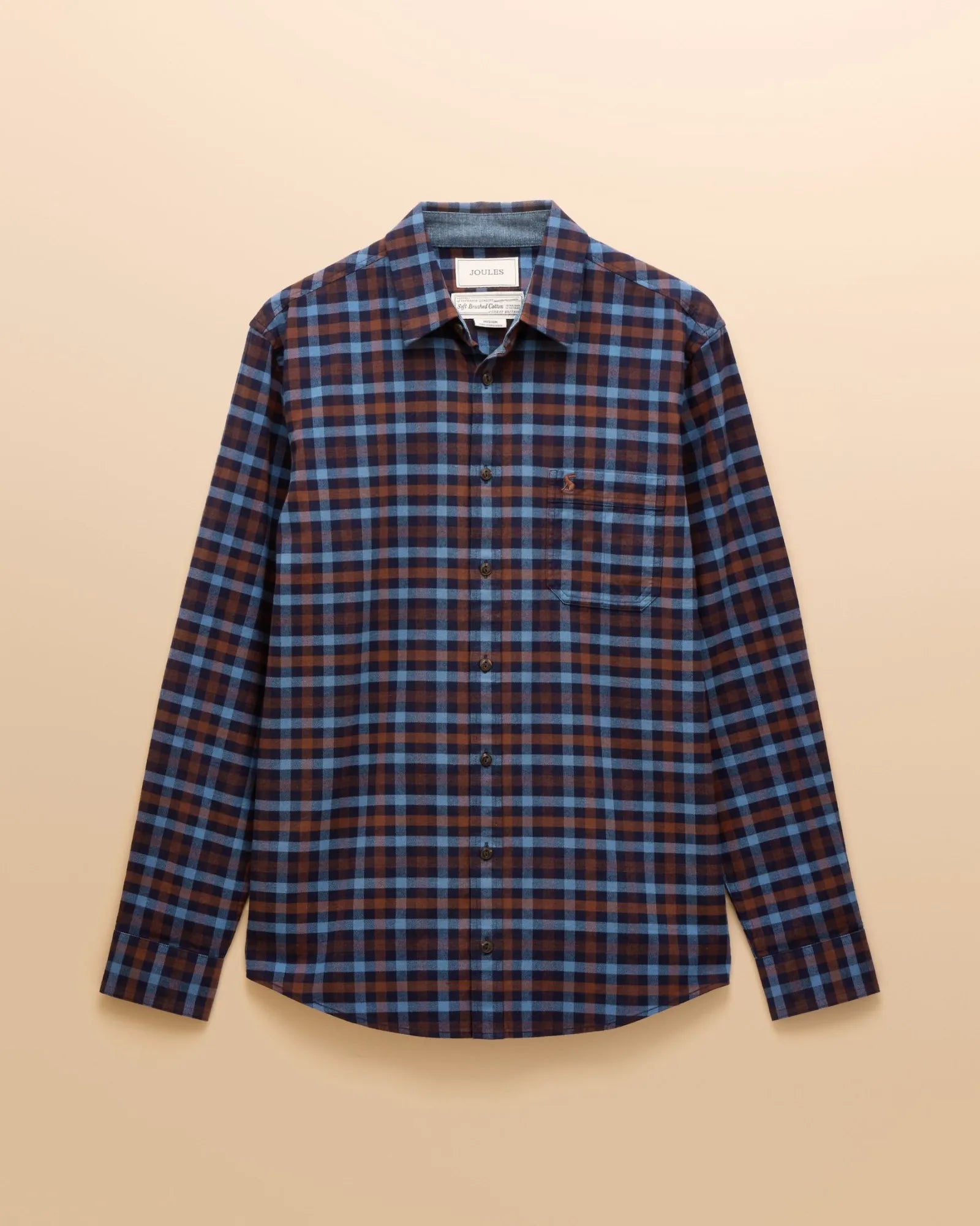 Brushed Flannel Shirt - Brown/Navy