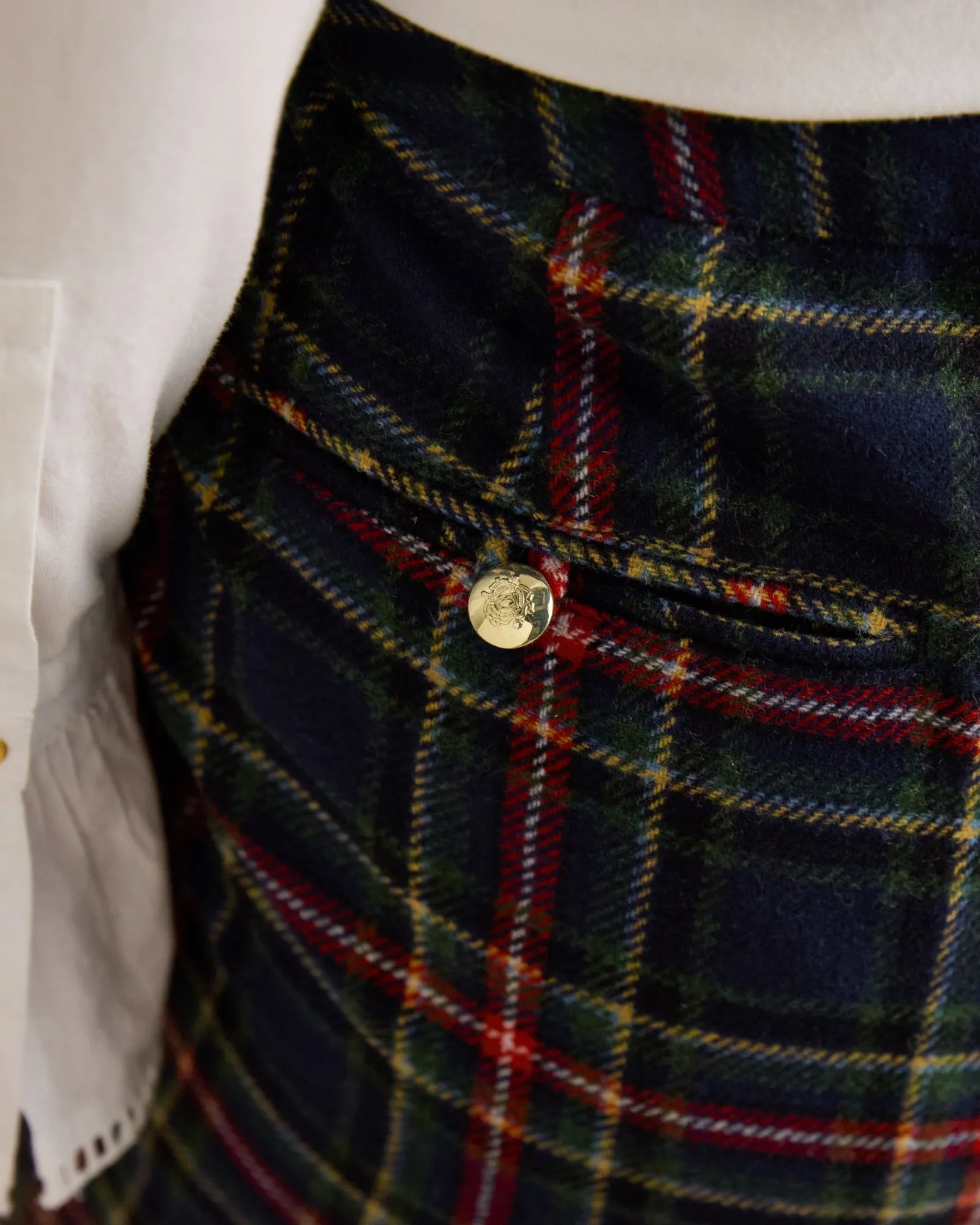 Cora Checked Trousers - Navy