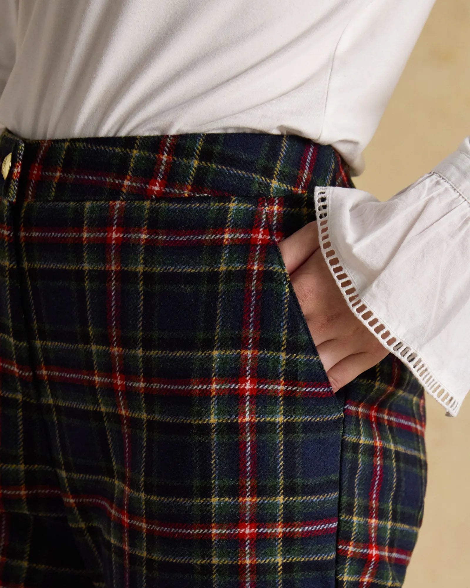 Cora Checked Trousers - Navy