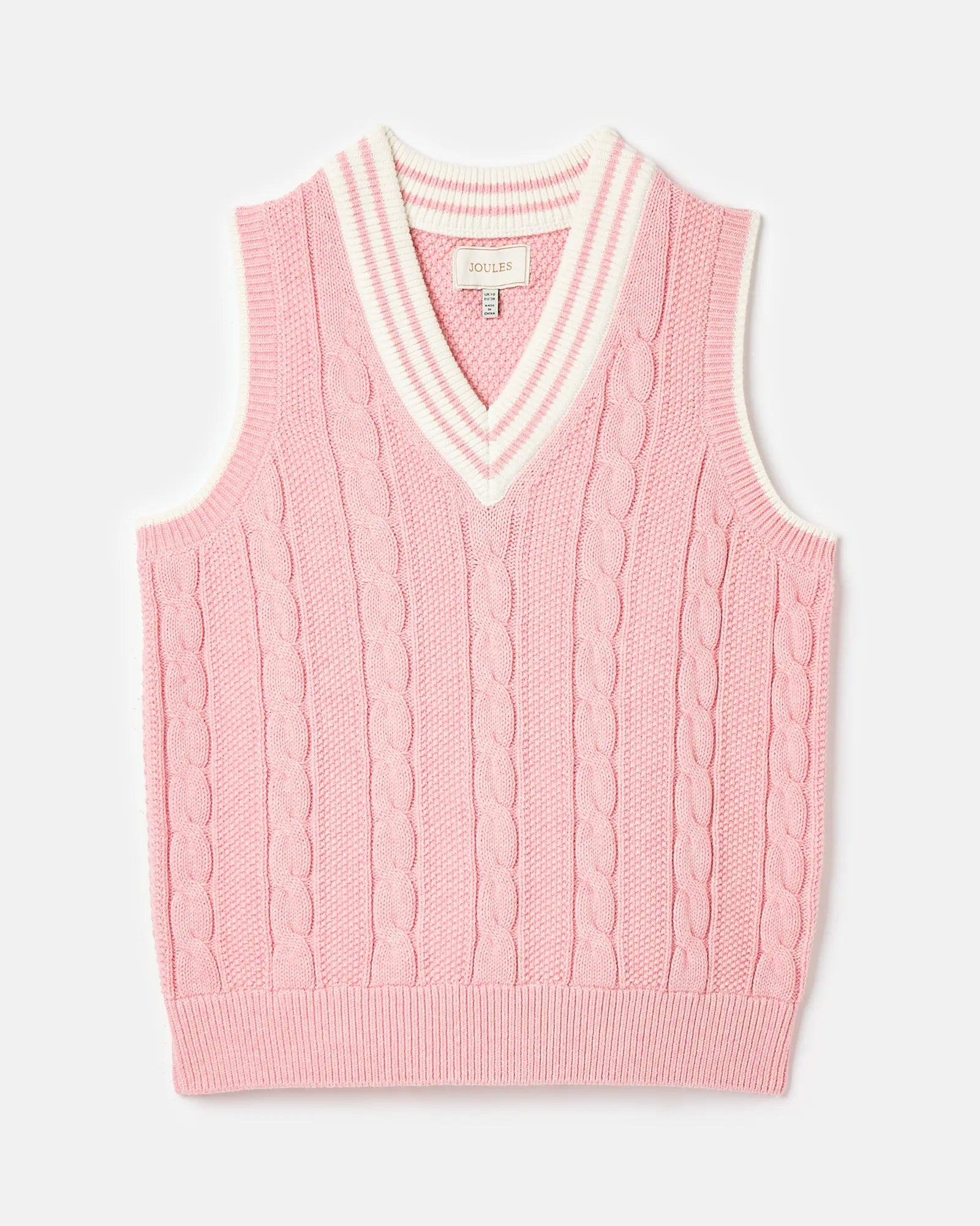 Deuce Pink Cable Knitted V-Neck Vest