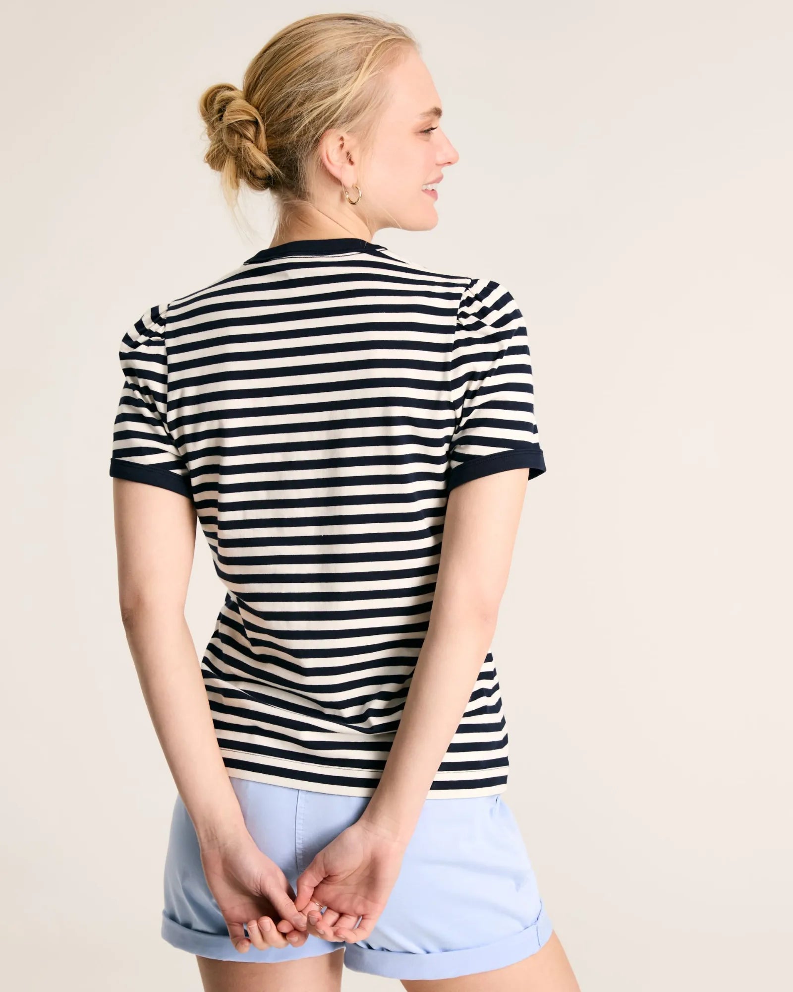 Erin Navy Blue Stripe Short Sleeve T-Shirt