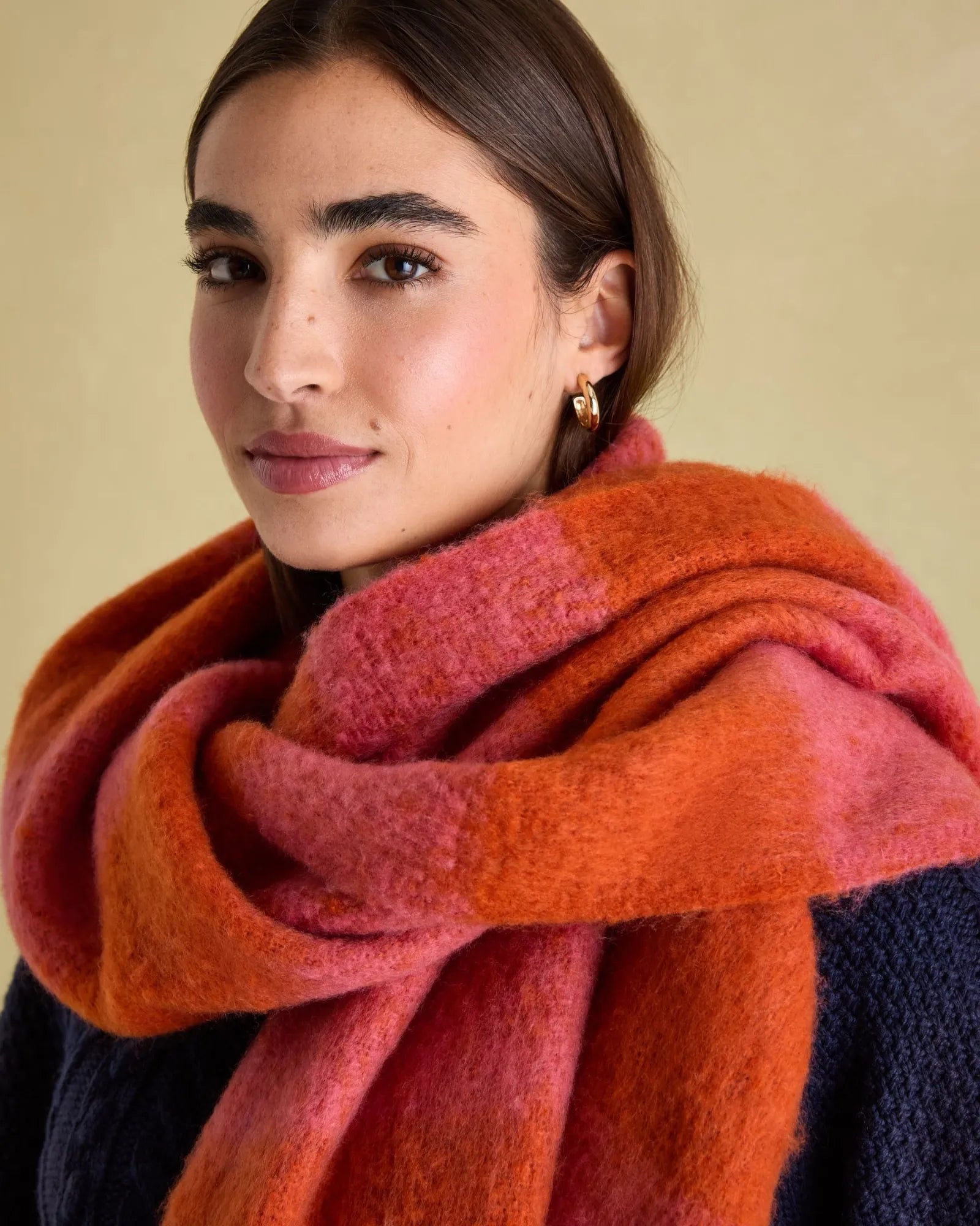 Fenella Orange/Pink Oversized Blanket Scarf
