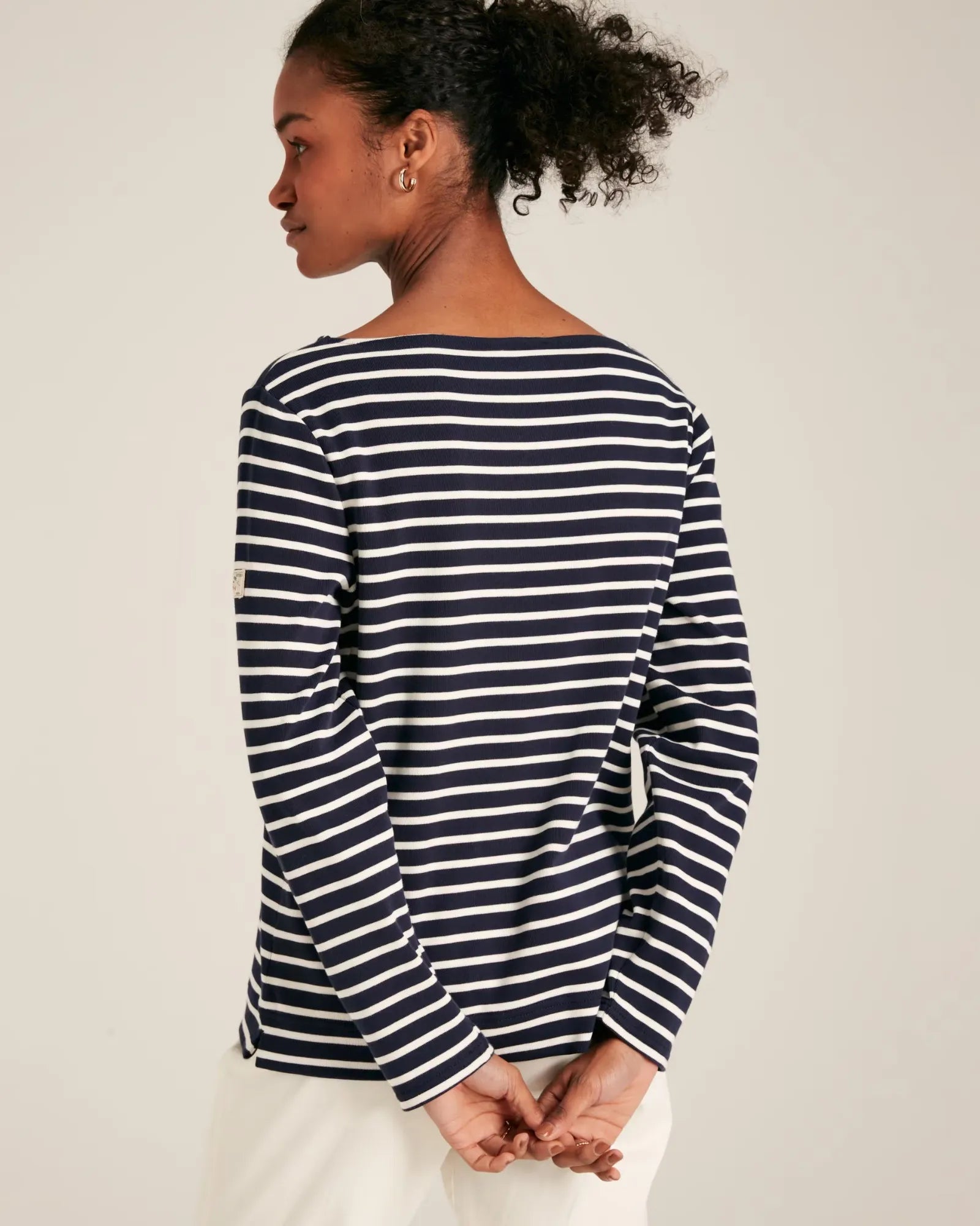 Harbour Navy & White Striped Boat Neck Breton Top