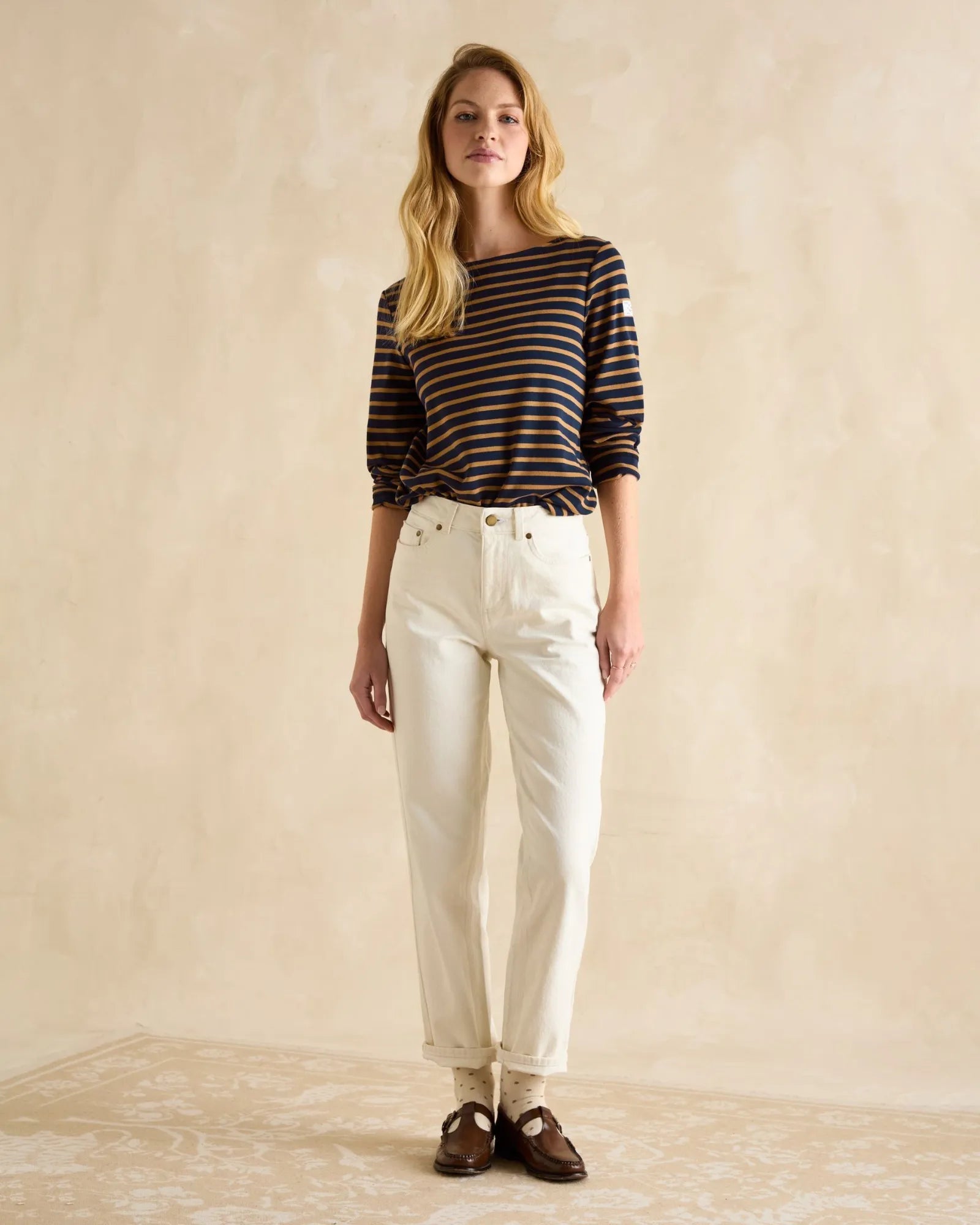 Harbour Top - Navy/Tan