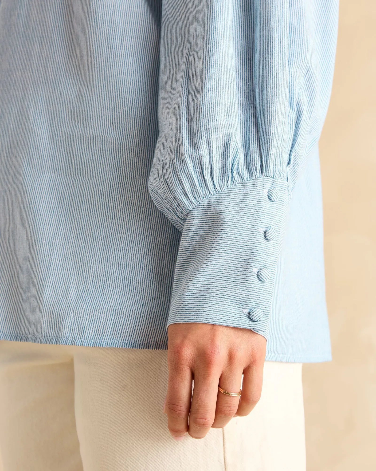 Harper Blouse - Blue/White