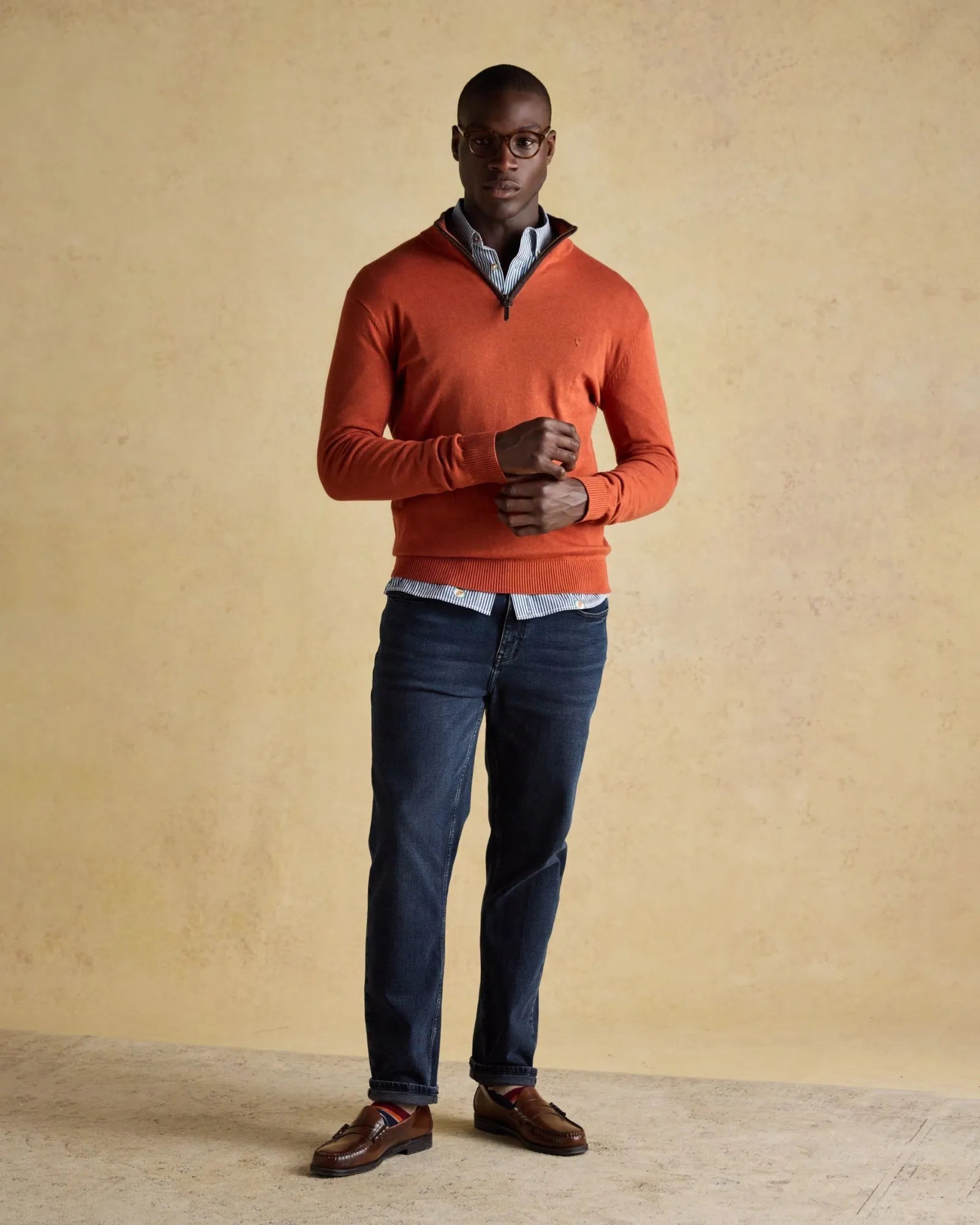 Hillside Quarter Zip Jumper - Orange