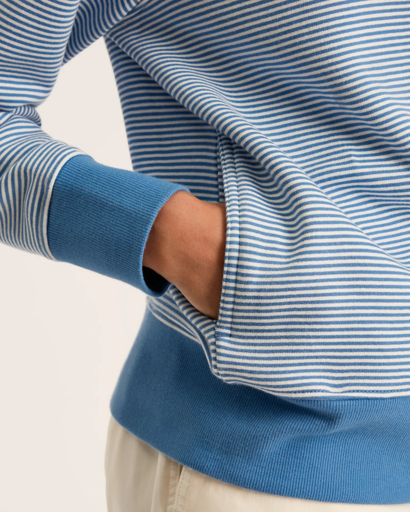 Rushton Sweatshirt - Cream Blue Stripe