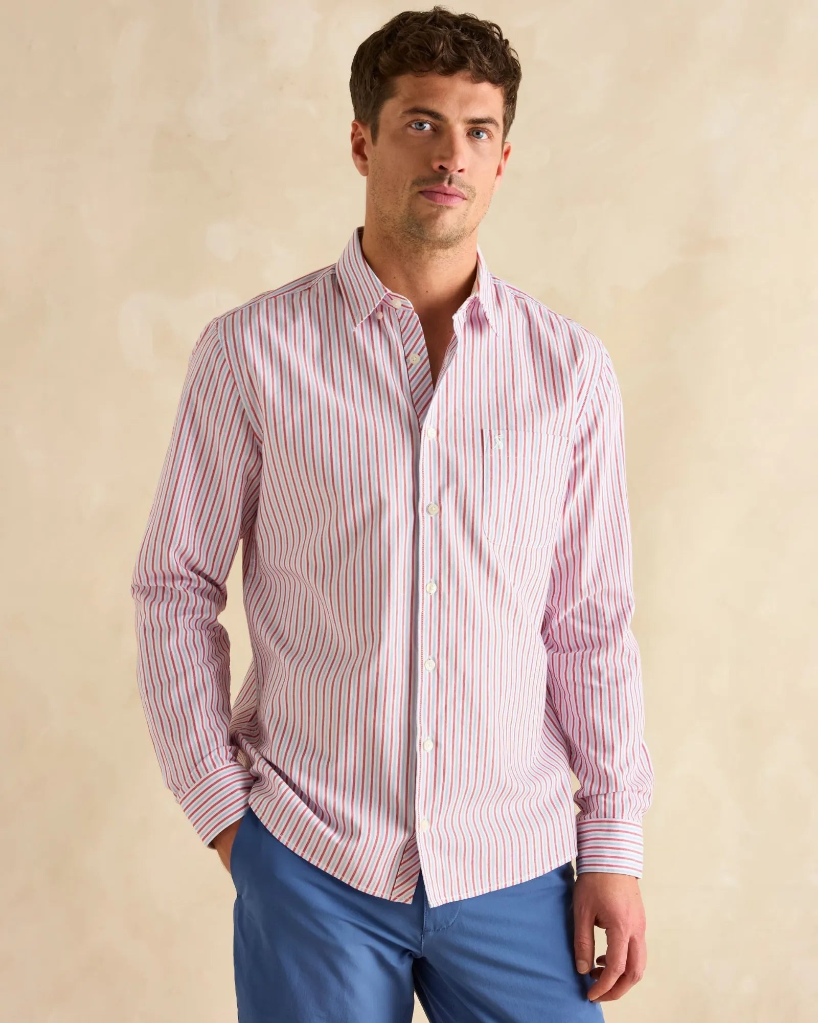 Stripe Oxford Shirt - Red/Blue